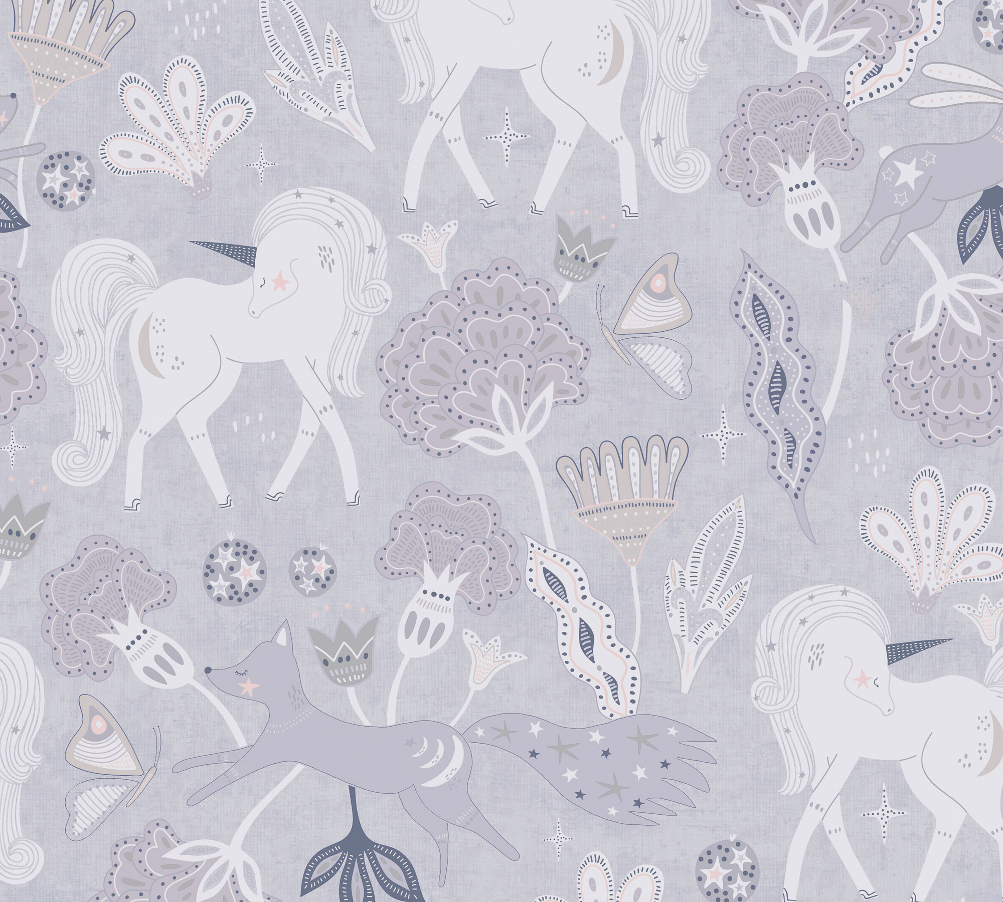 AS Vliestapete Lilly & Luis Einhorn Grau 771381