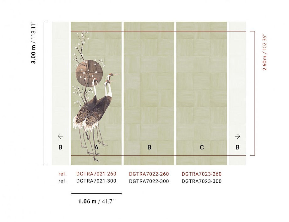 Masureel Fototapete Panel Traces Tsuro Lime DGTRA7021260