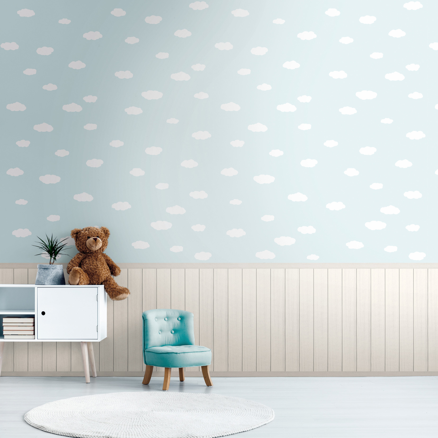 AS Vliestapete Wallpanel creme Wolken 398161