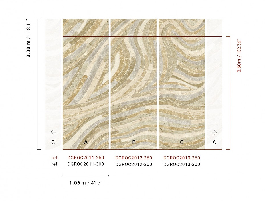 Masureel Fototapete Panel Rock Serpentine Beige DGROC2011260