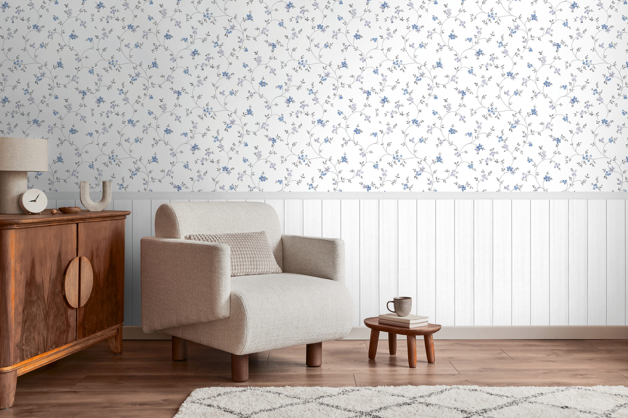 AS Vliestapete Wallpanel creme Blümchen 398052