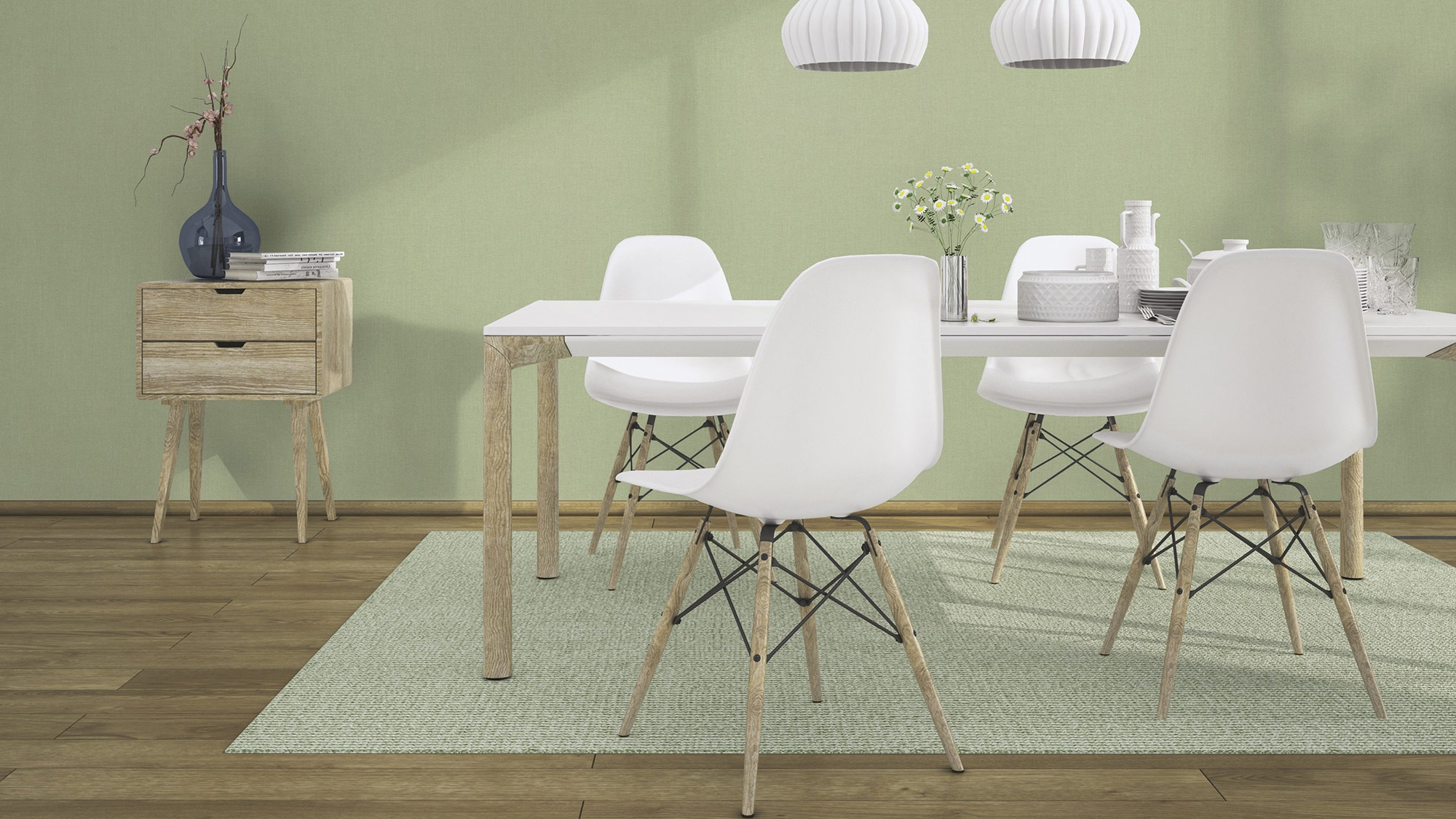 Rasch Vliestapete Liverna Grün-Salbei 423938