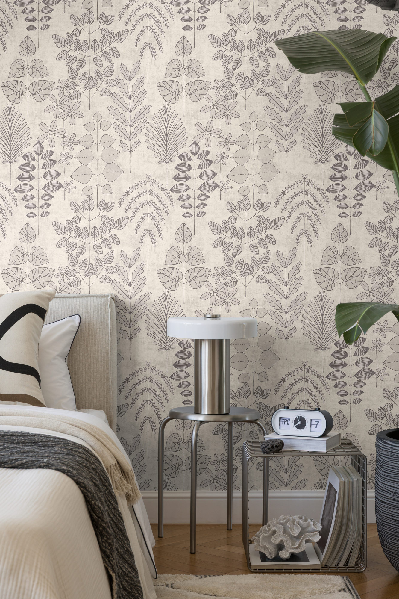 AS Vliestapete Nordic Feeling Blätter Zweige Grau 791495