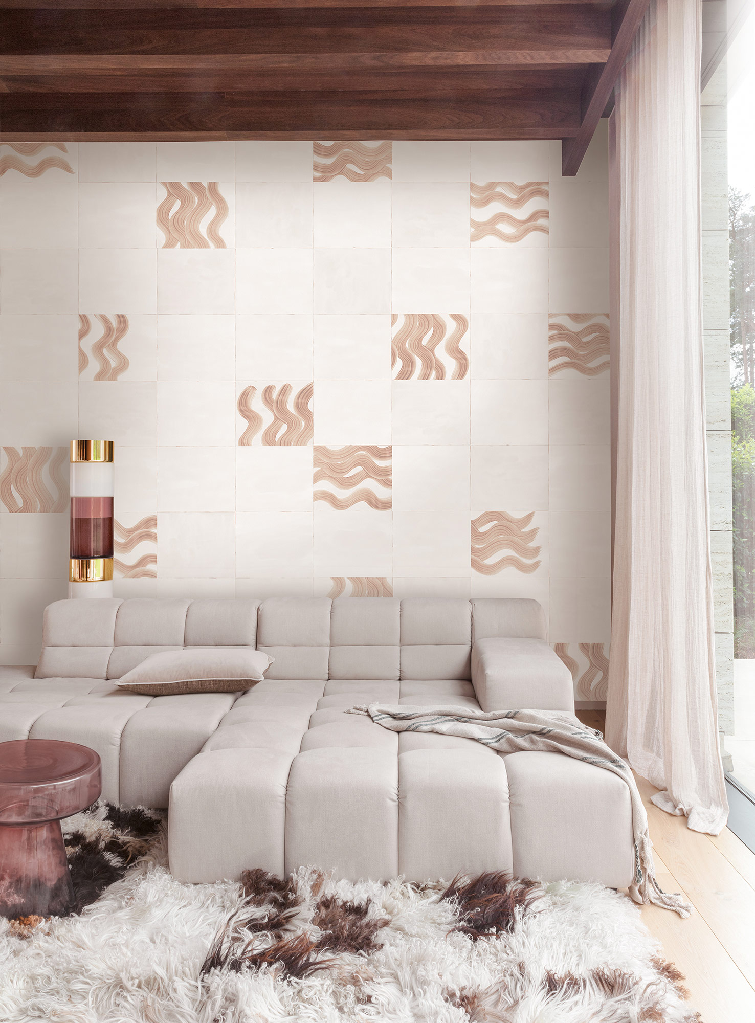 Masureel Fototapete Panel Traces Yugen Peach DGTRA6031260