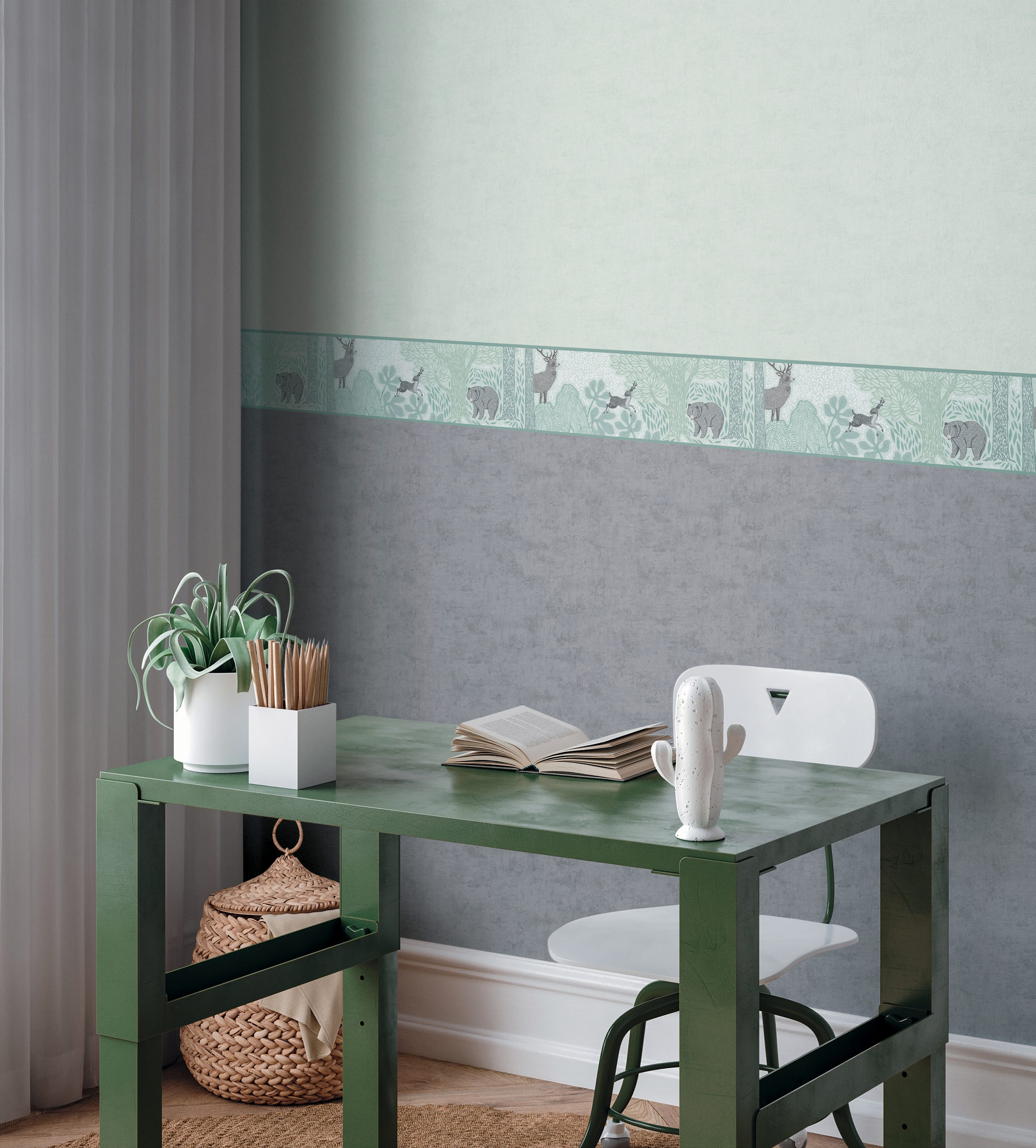 AS Borte Bordüre Lilly & Luis Tiere Weiß 771751