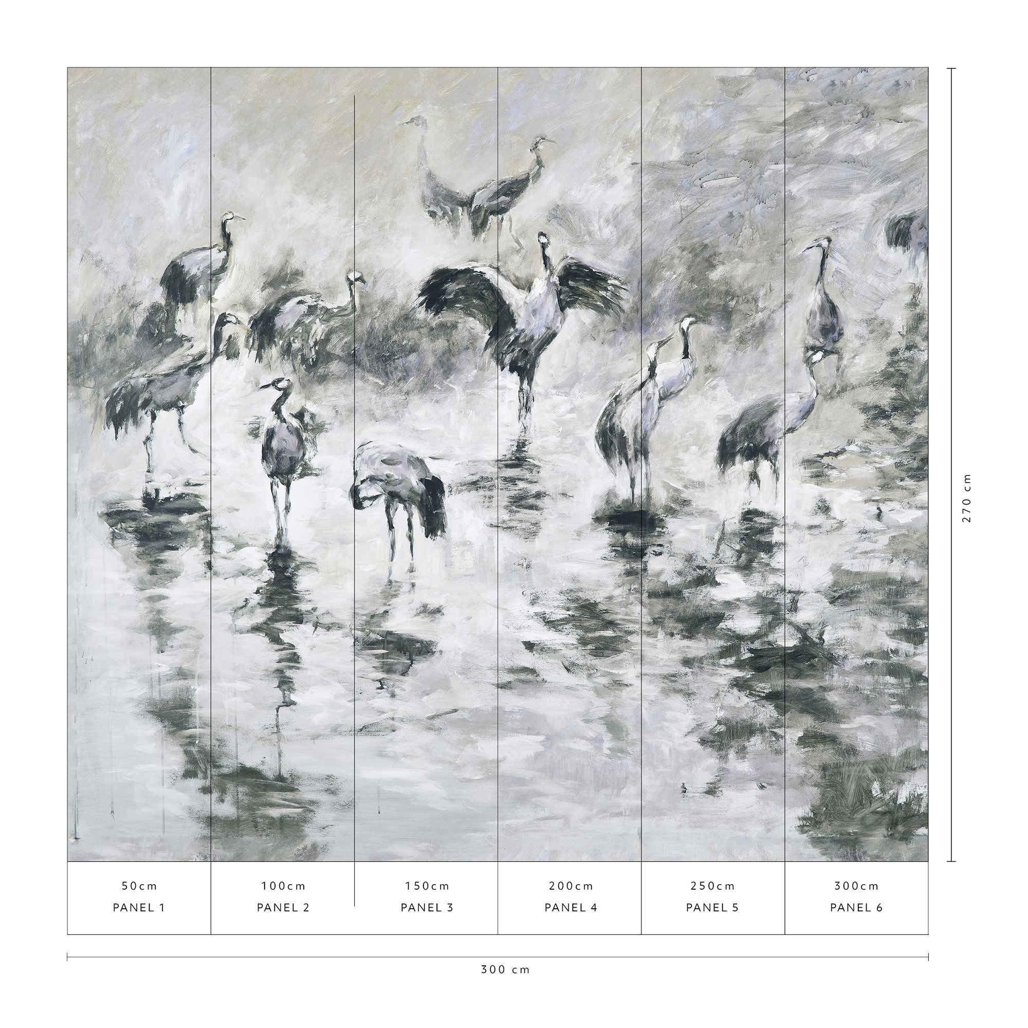 Erismann Fototapete GMK Art Edition Kraniche grau 222925