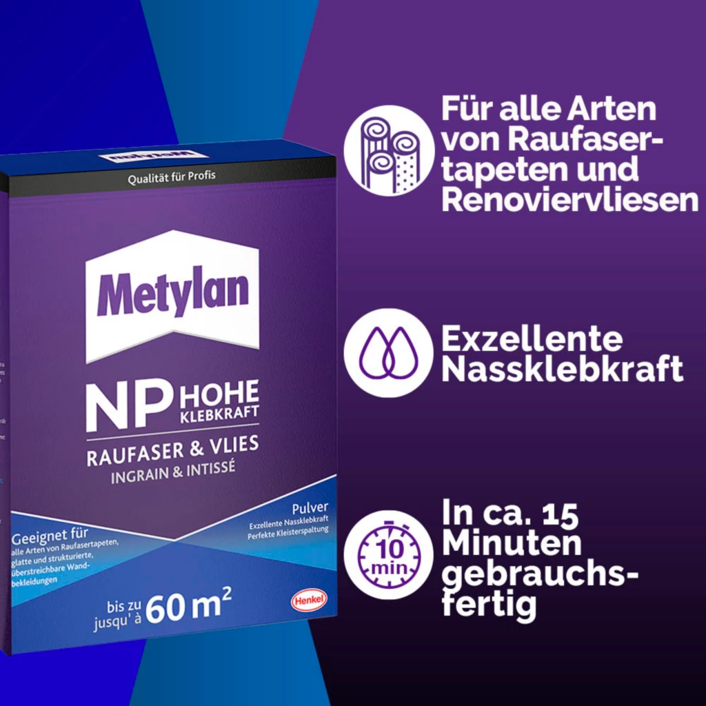 Metylan NP Hohe Klebkraft Raufaser & Vlies Kleister | 1kg