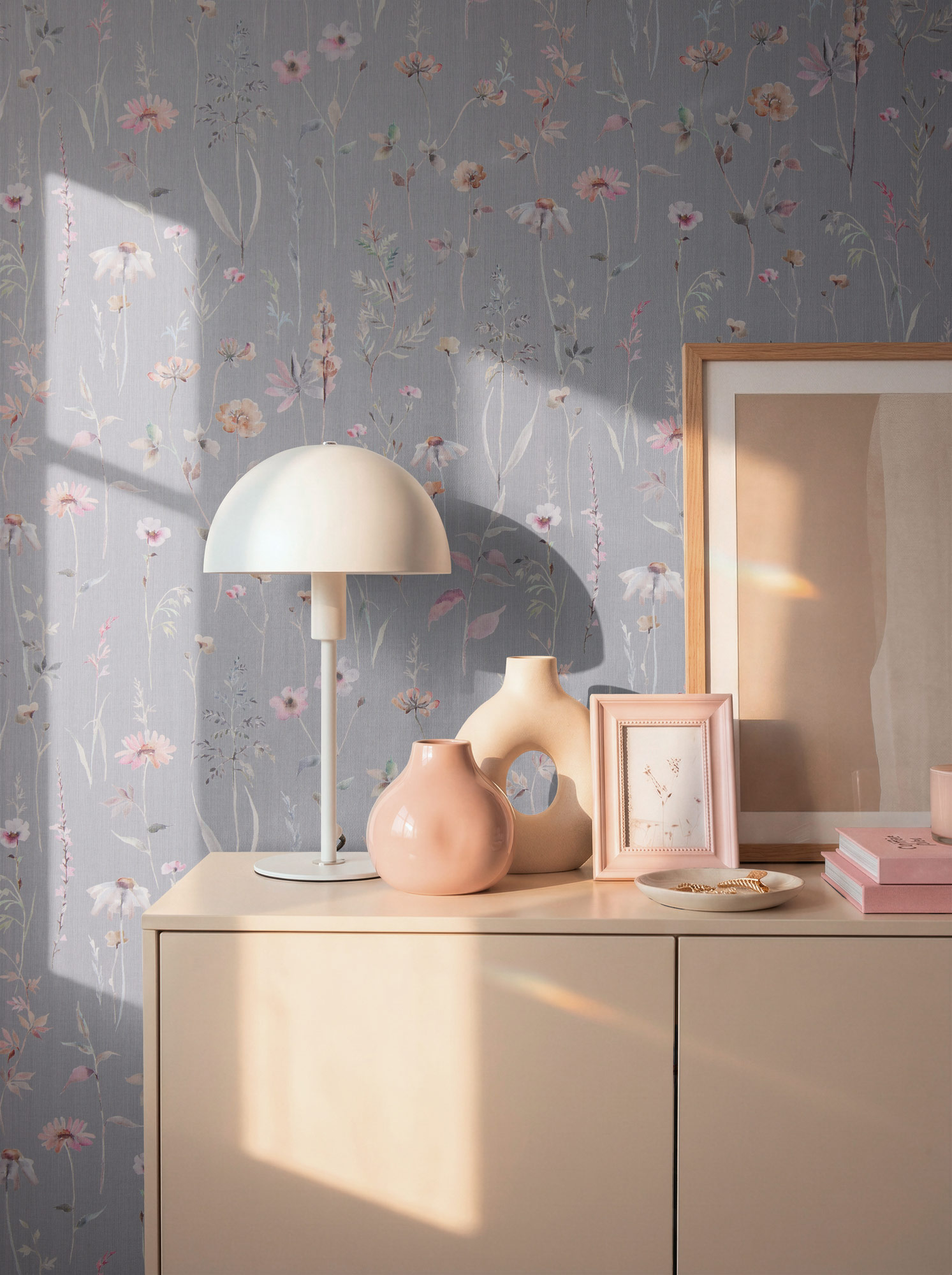 AS Vliestapete Trend Spectrum Blumentapete Grau 792372