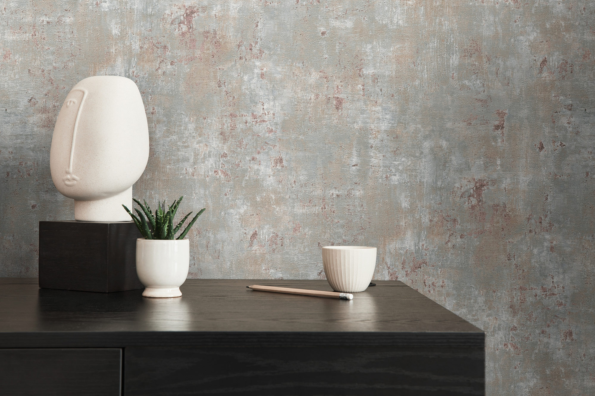 Livingwalls Vliestapete Stories of Life Putzoptik Grau 39670