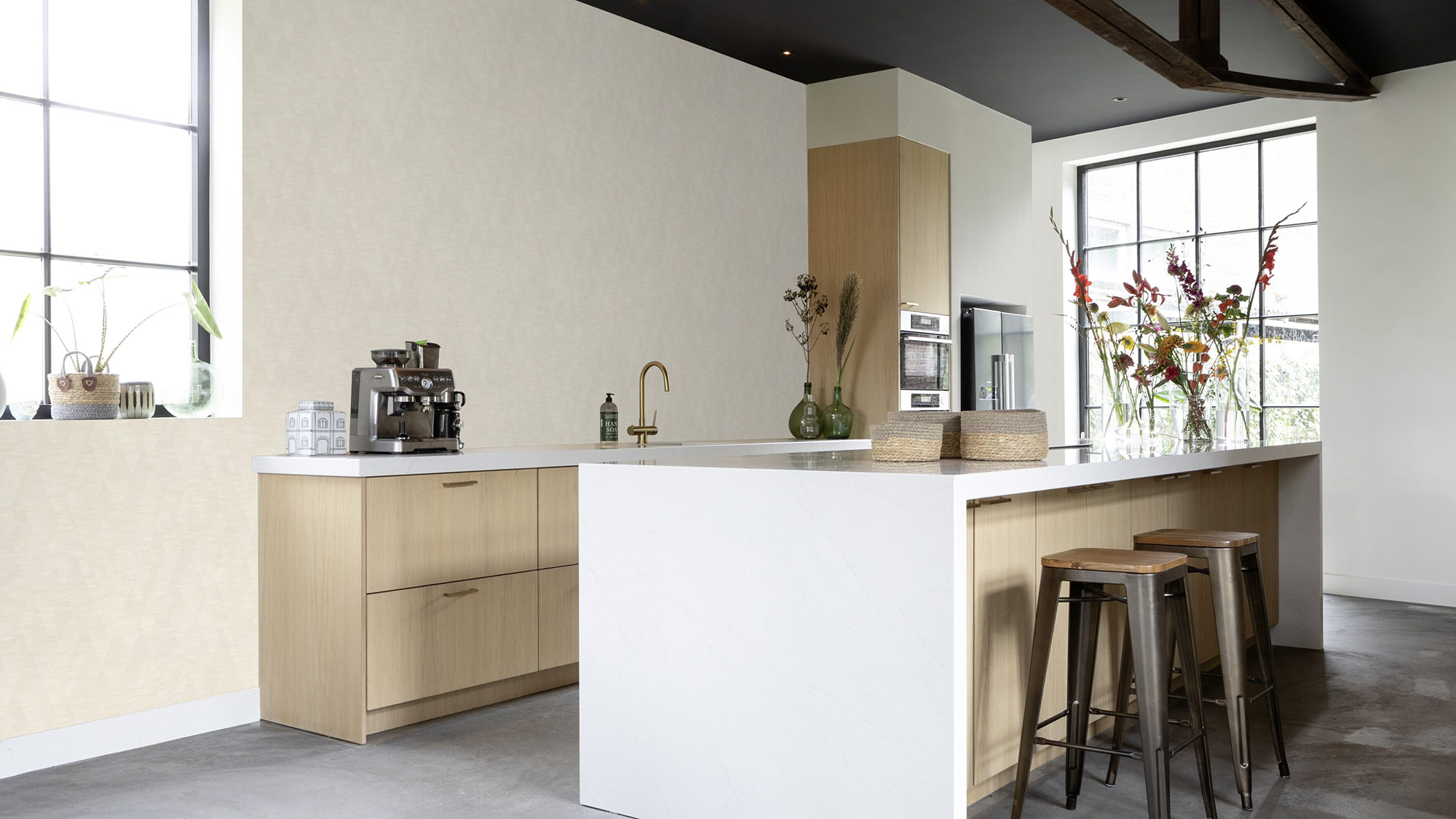 Rasch Vliestapete Liverna Weiß-taupe 417210