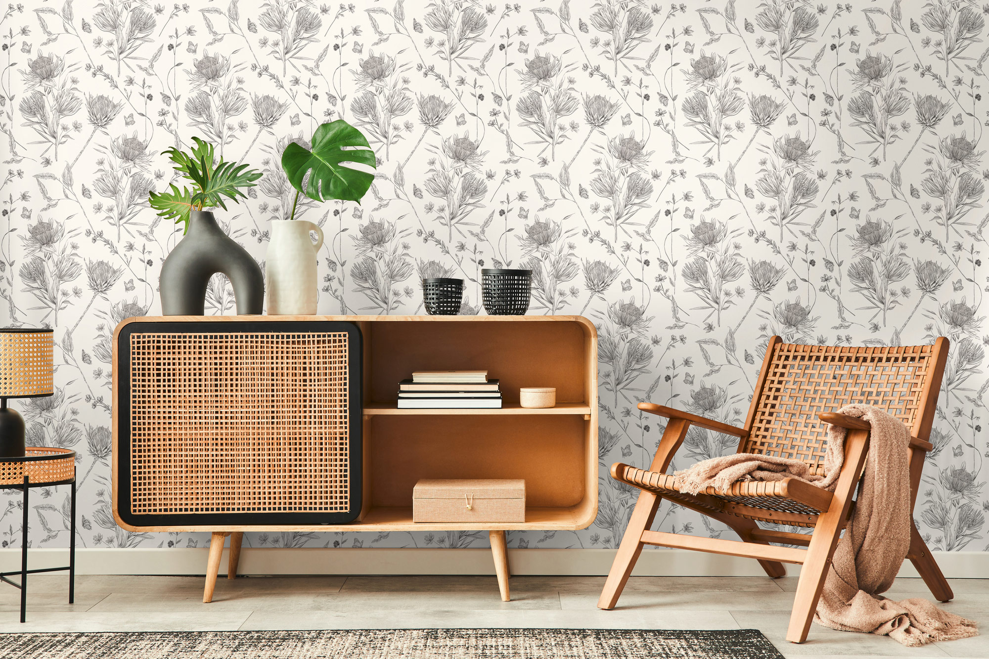 Livingwalls Vliestapete Drawn Into Nature Floral 394272