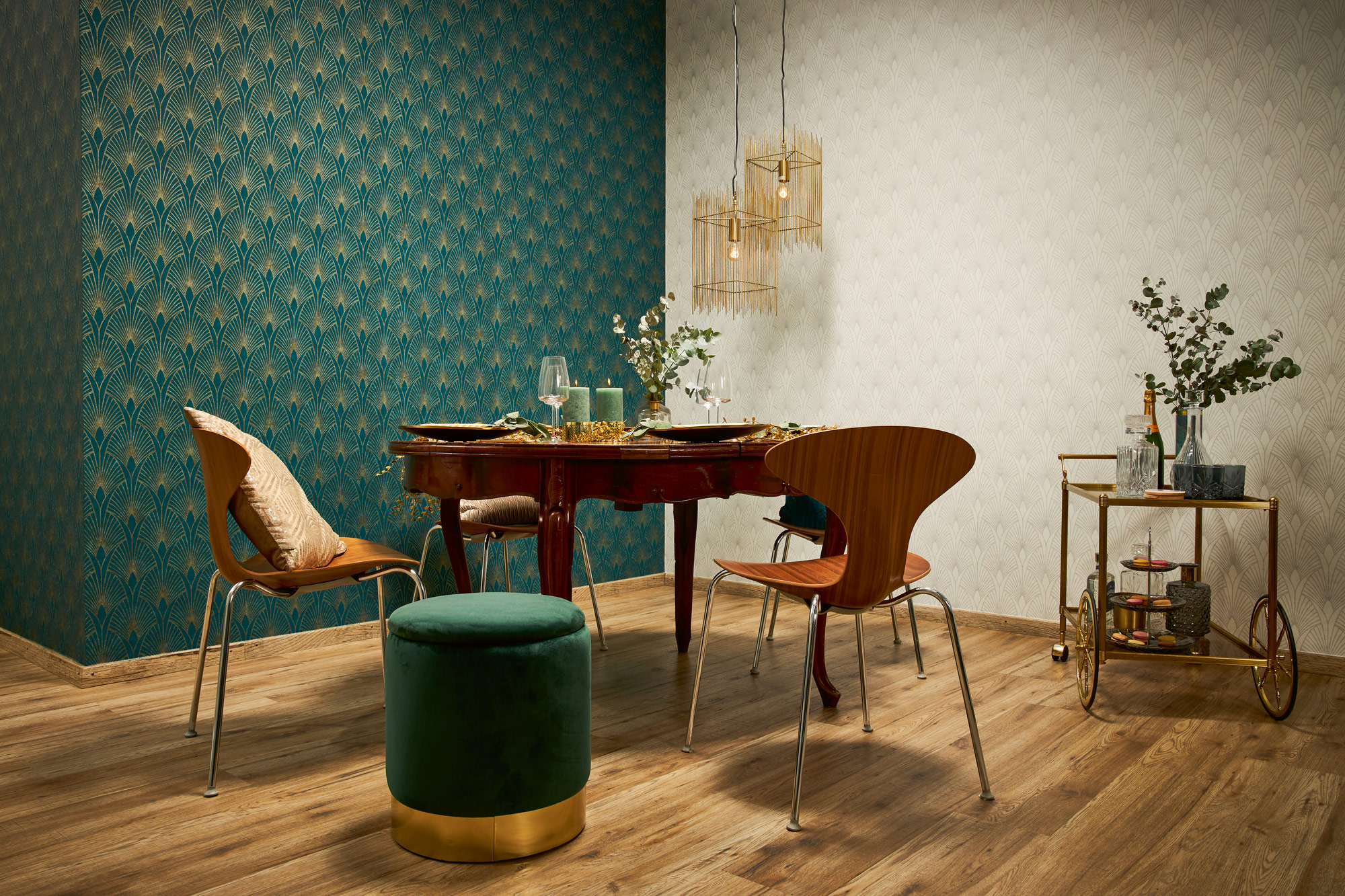 AS Vliestapete New Walls Art Deco Tapete grün 374275