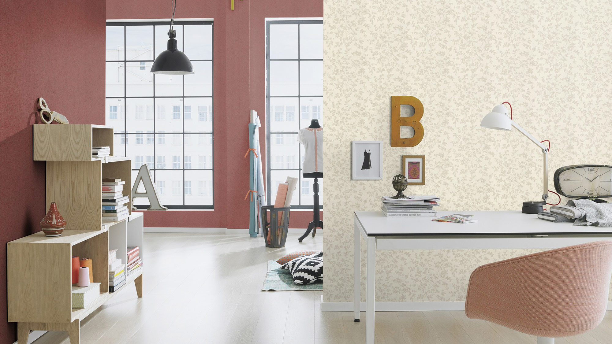 Rasch Vliestapete Welcome Home Rot-Dunkelrot 699838