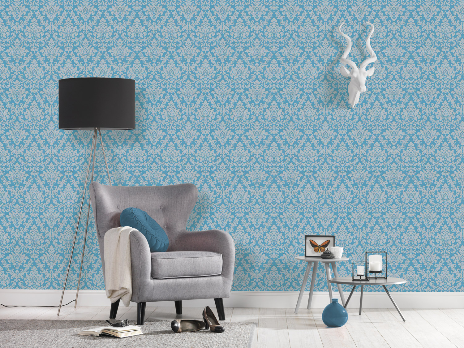 Thomas Vlies-Tapete Barock blau/silber TLT017 - 360894