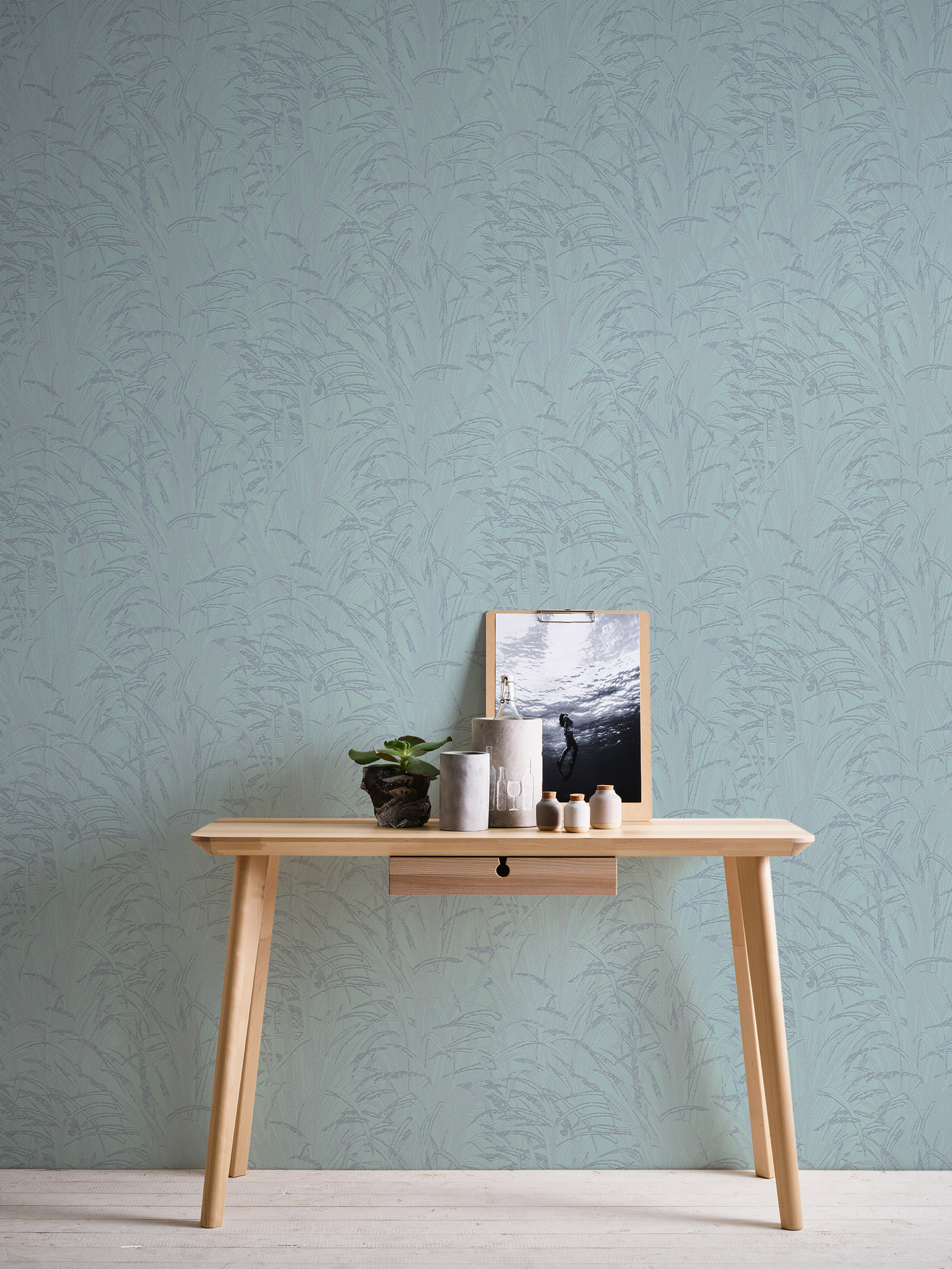 AS Vliestapete #Hygge Pampasgras Blau 386004