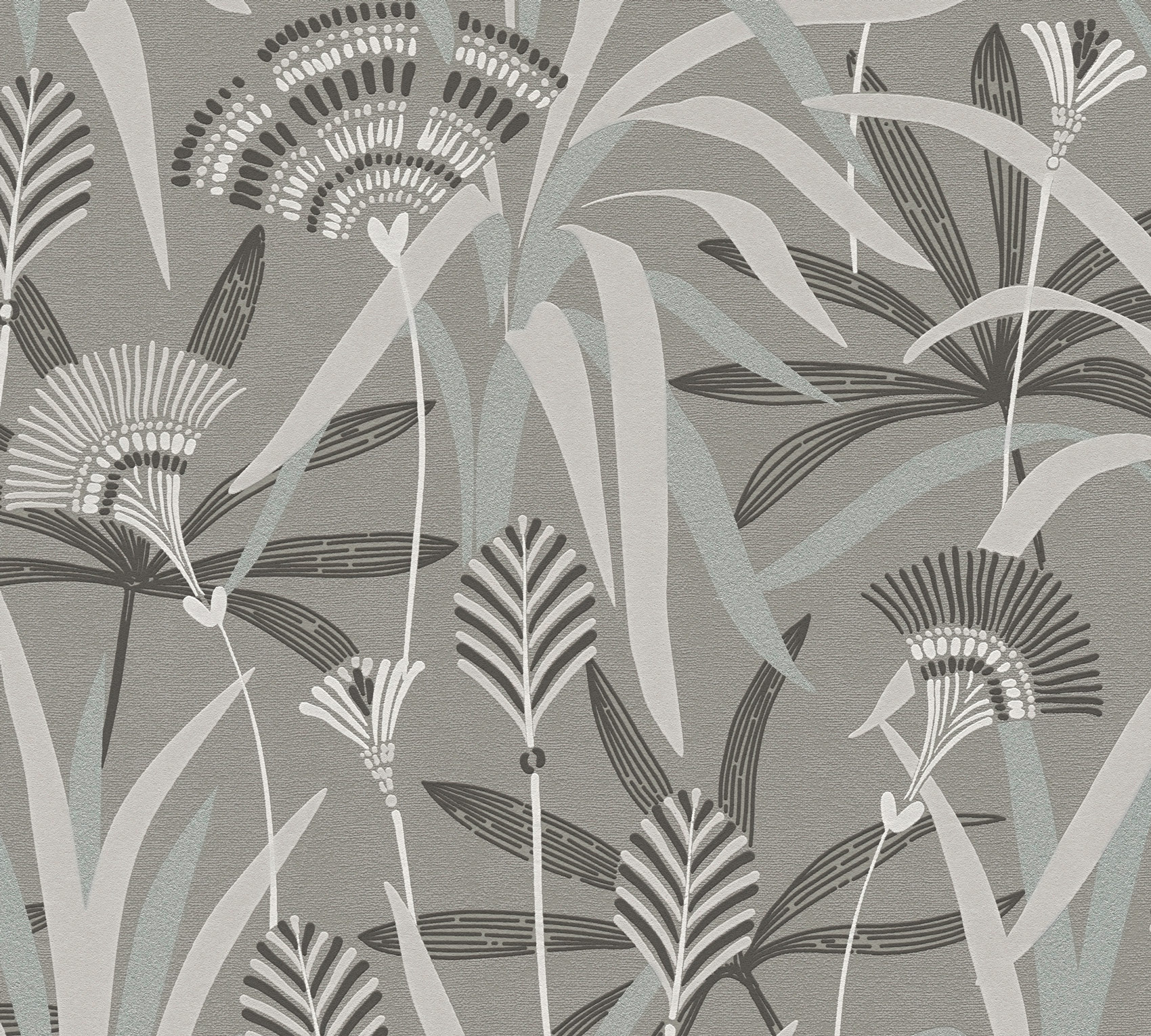 AS Vliestapete French Affair Blätter Grau 399362