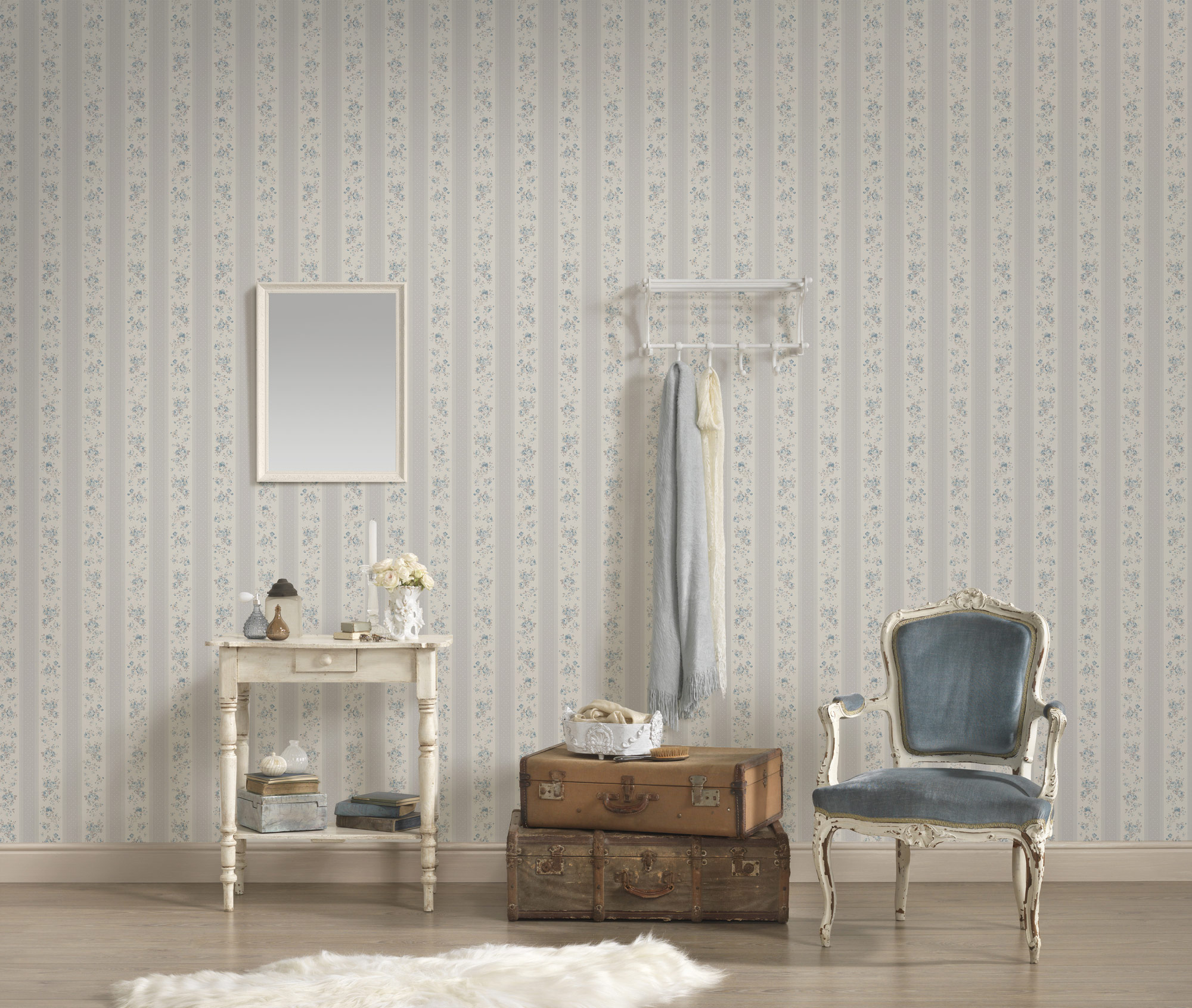 AS Vliestapete Maison Charme Floral grau 390693