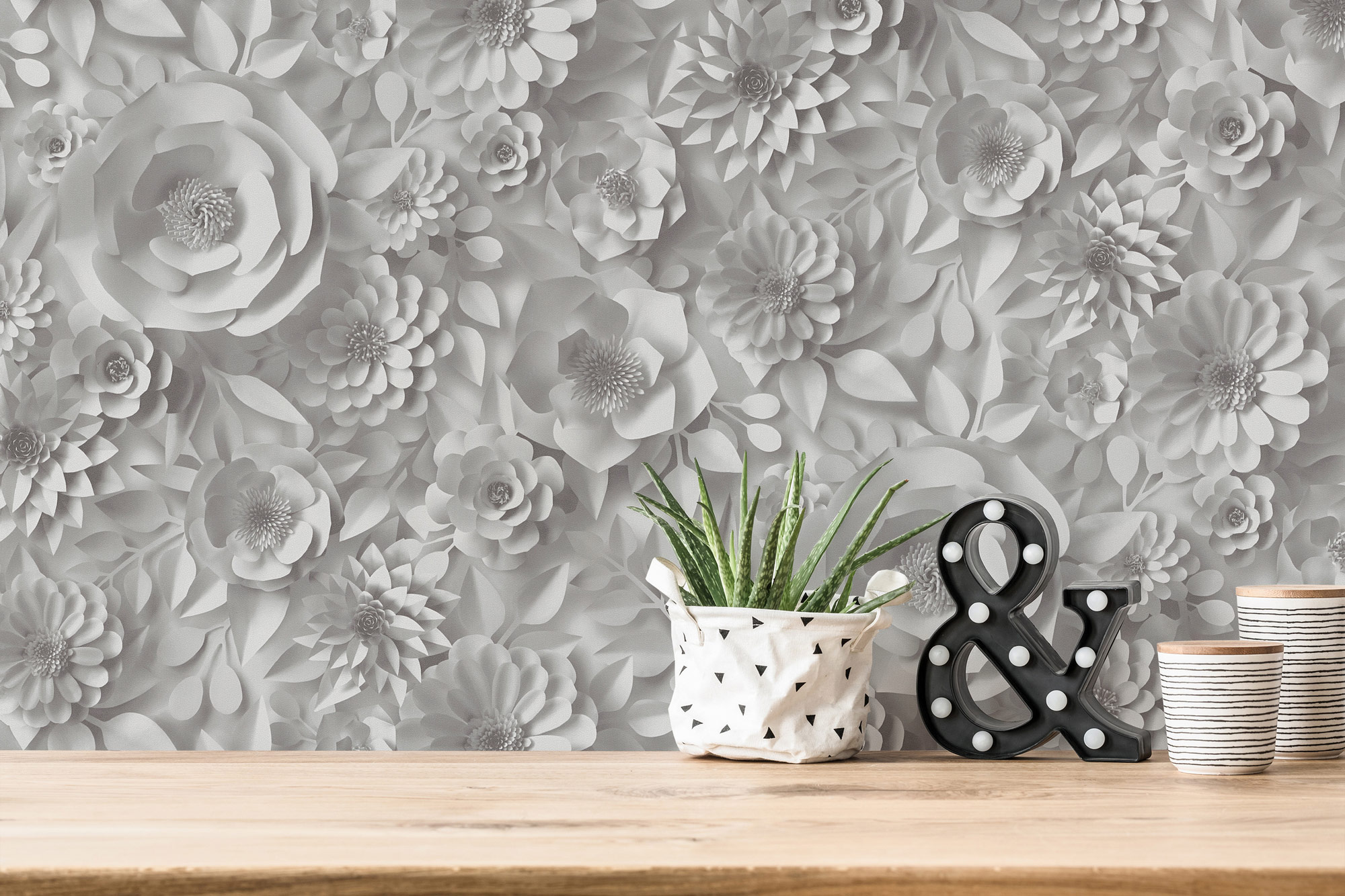AS Vliestapete PintWalls Blumentapete Grau 387181