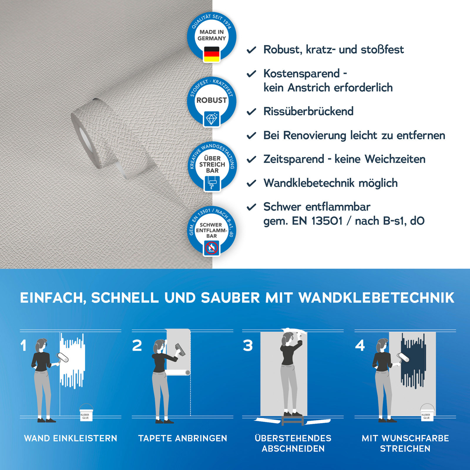 AS Vliestapete Meistervlies 8 überstreichbar 252616