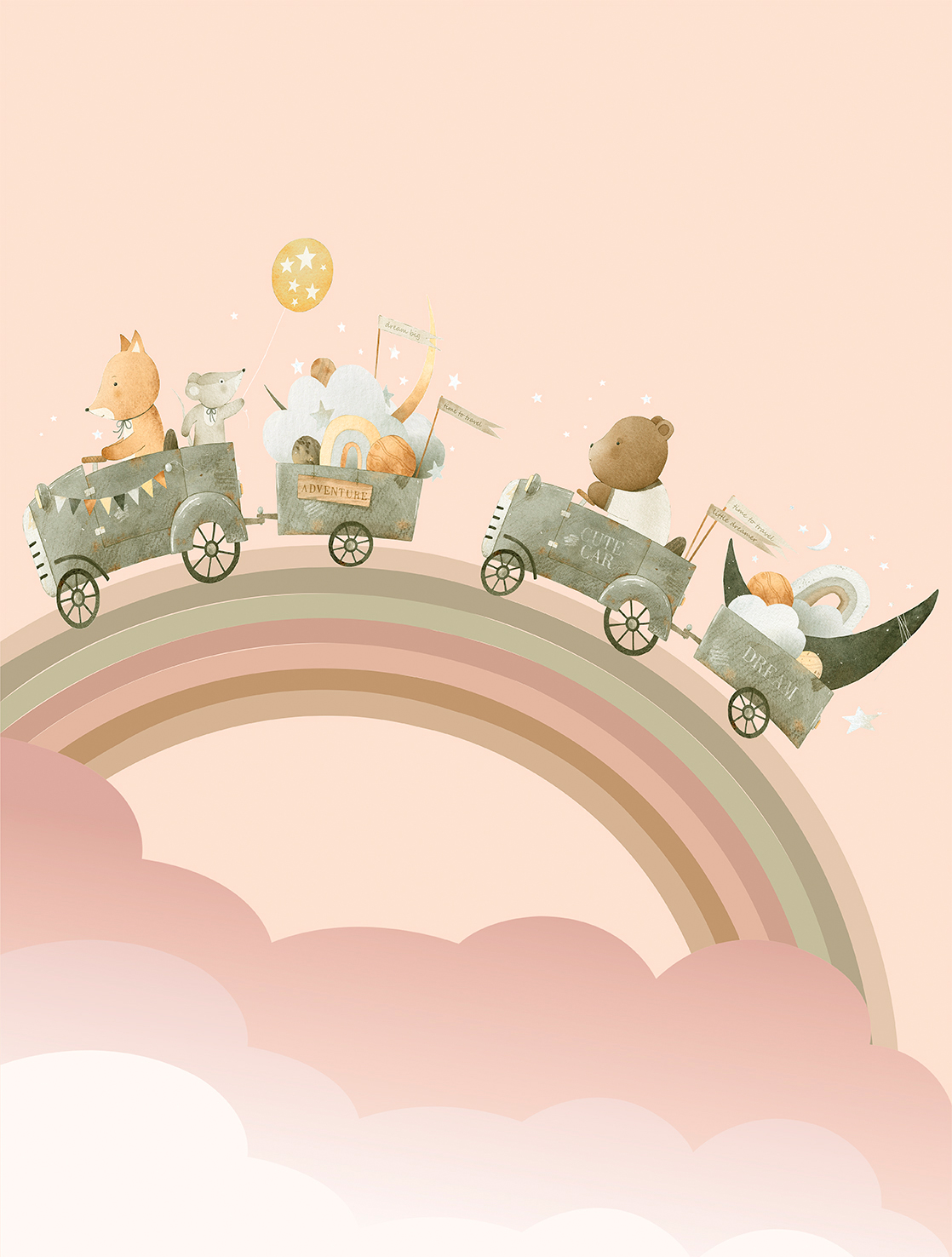 Decoprint Fototapete Cute Walls Regenbogen CW60022
