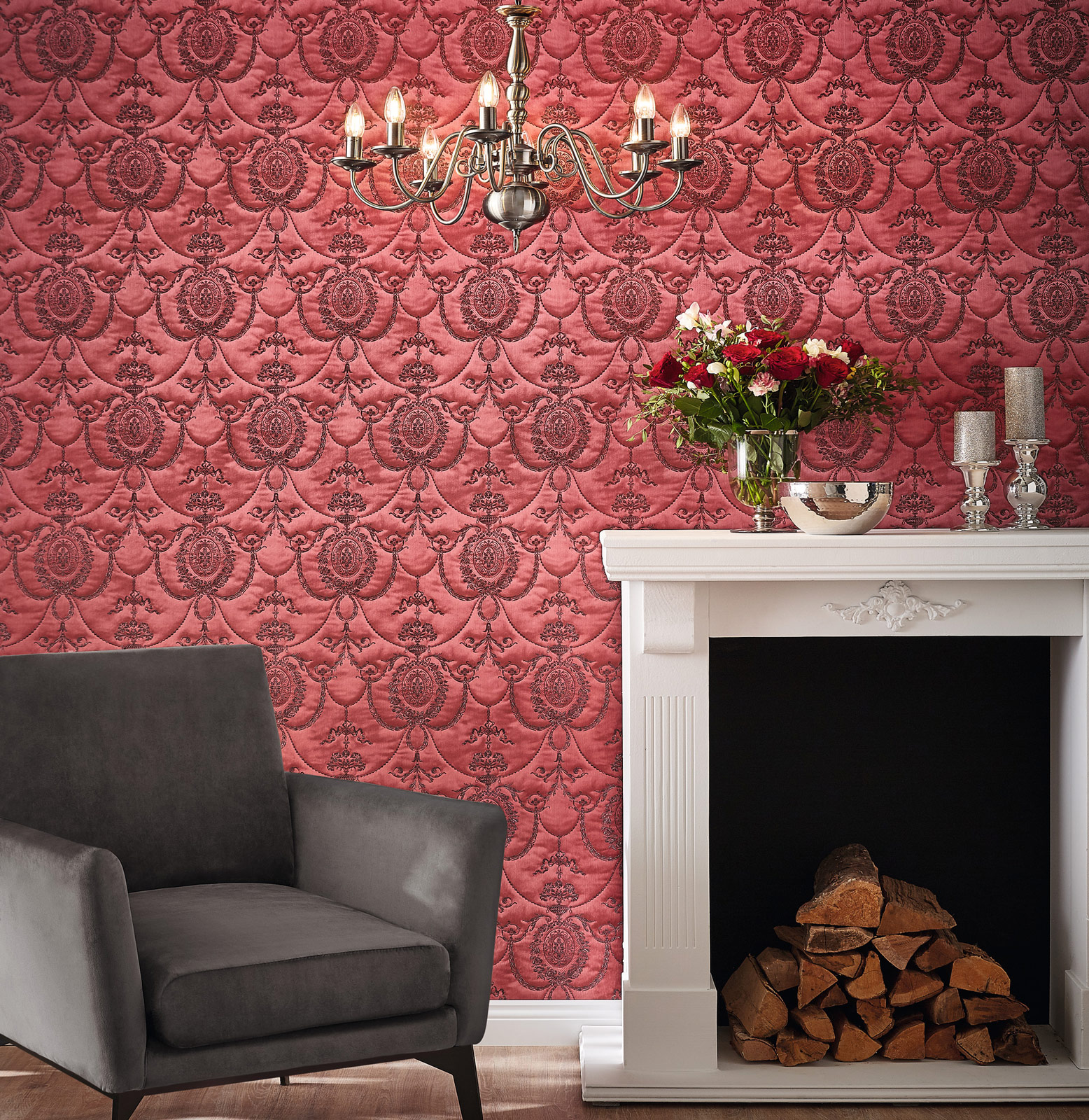 Rasch Vliestapete Trianon 13 Metallion rot 570861
