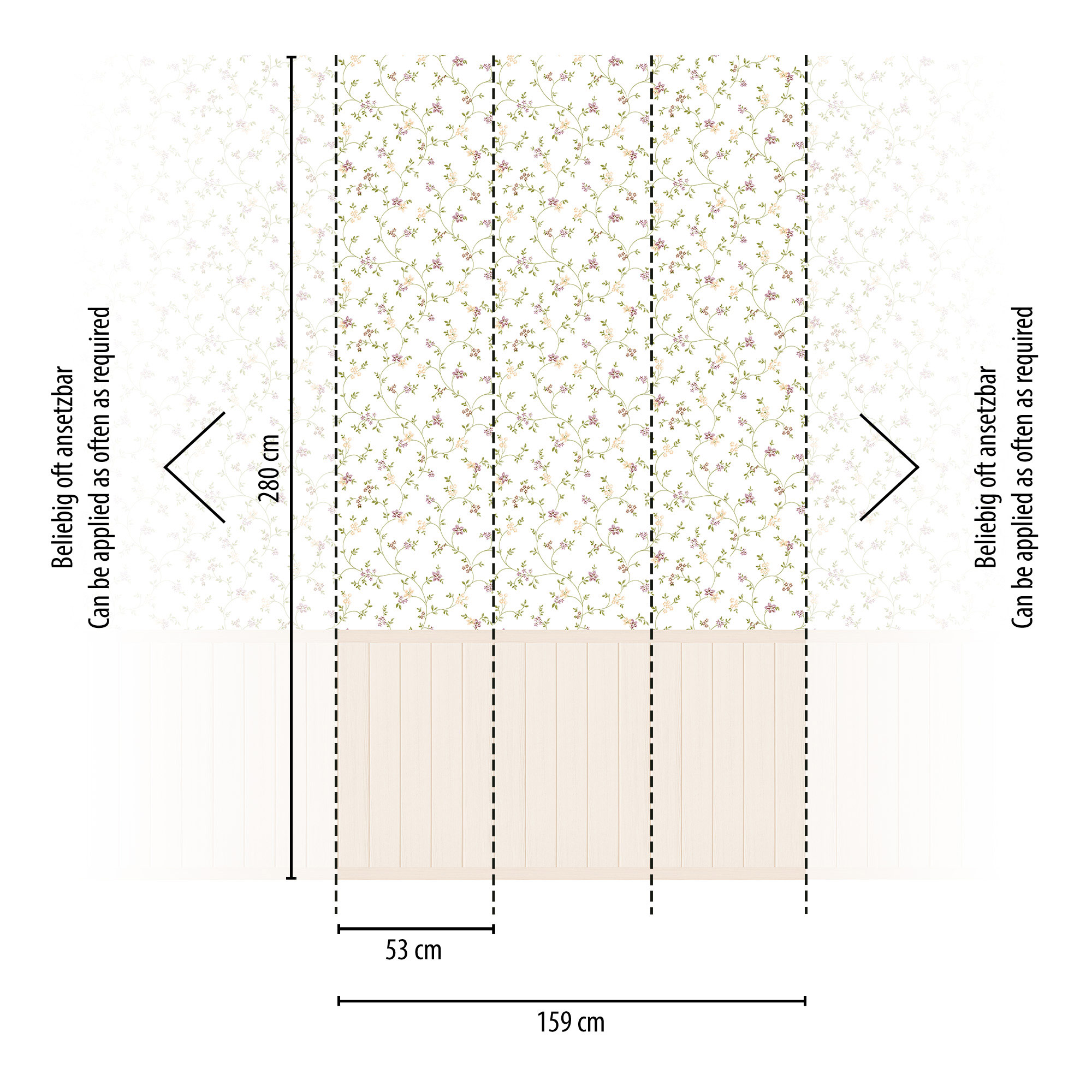 AS Vliestapete Wallpanel creme Blümchen 398051