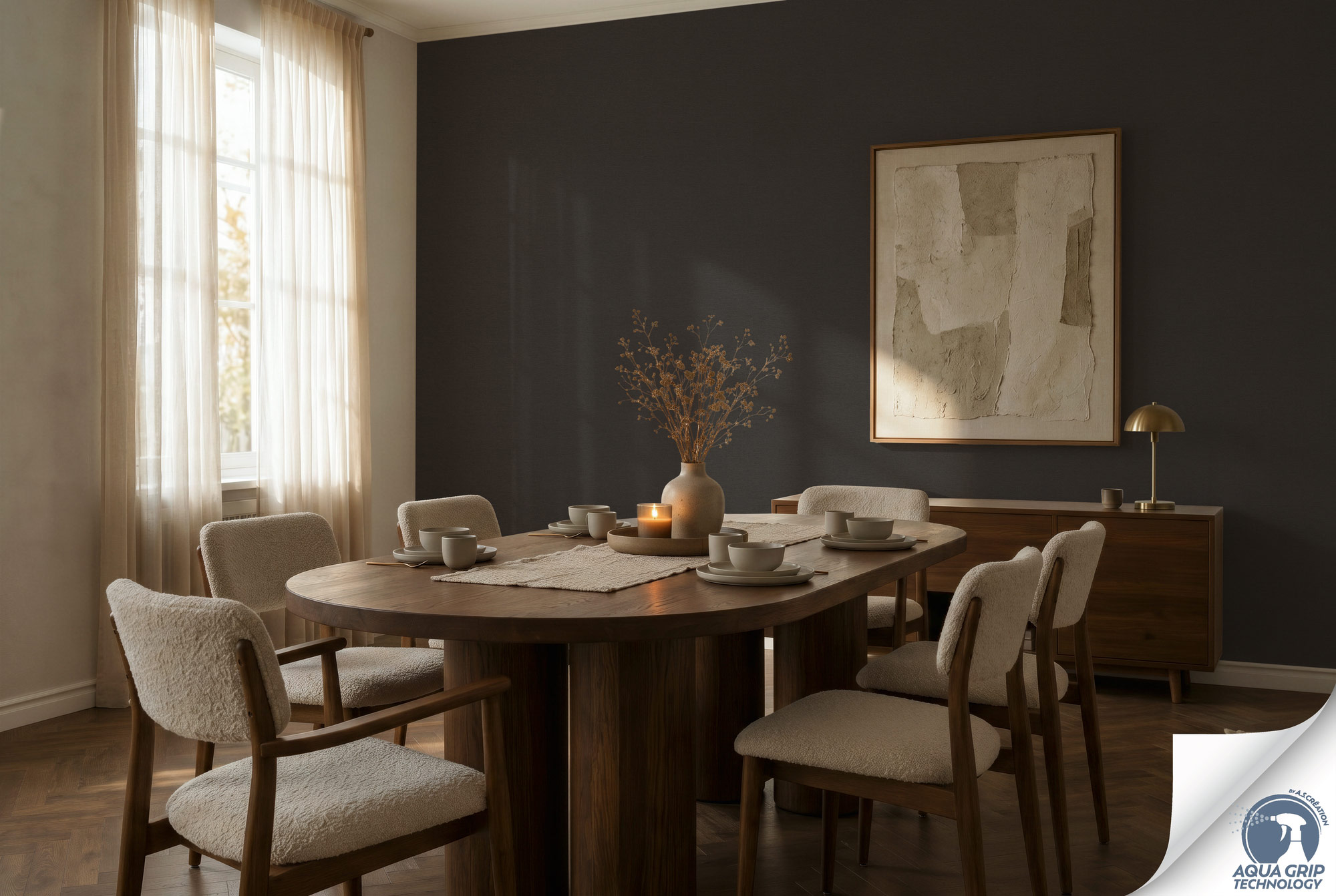 AS Vliestapete Cosiness Designdrop 2 Uni Schwarz 792432