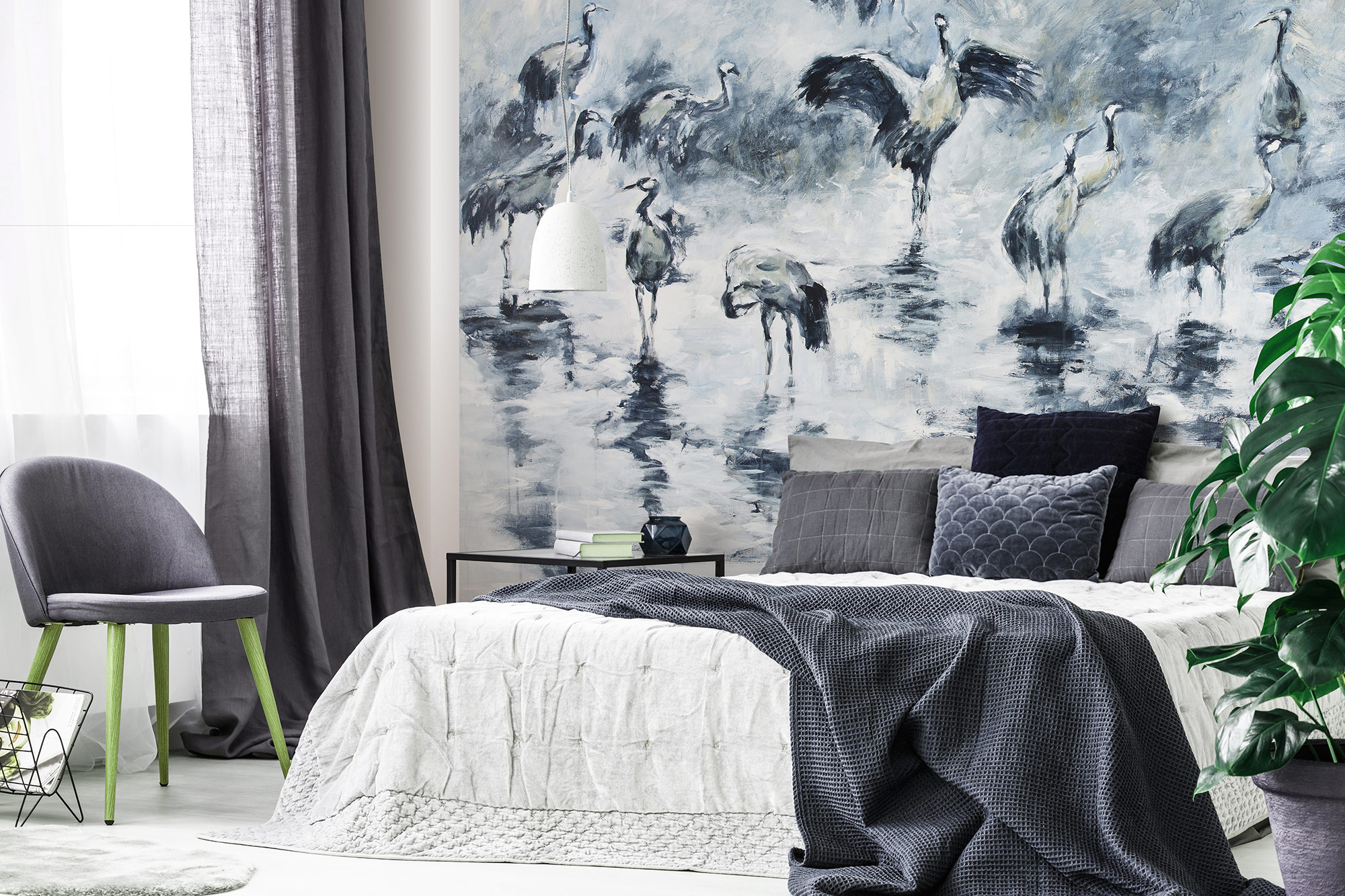 Erismann Fototapete GMK Art Edition Kraniche blau 222915