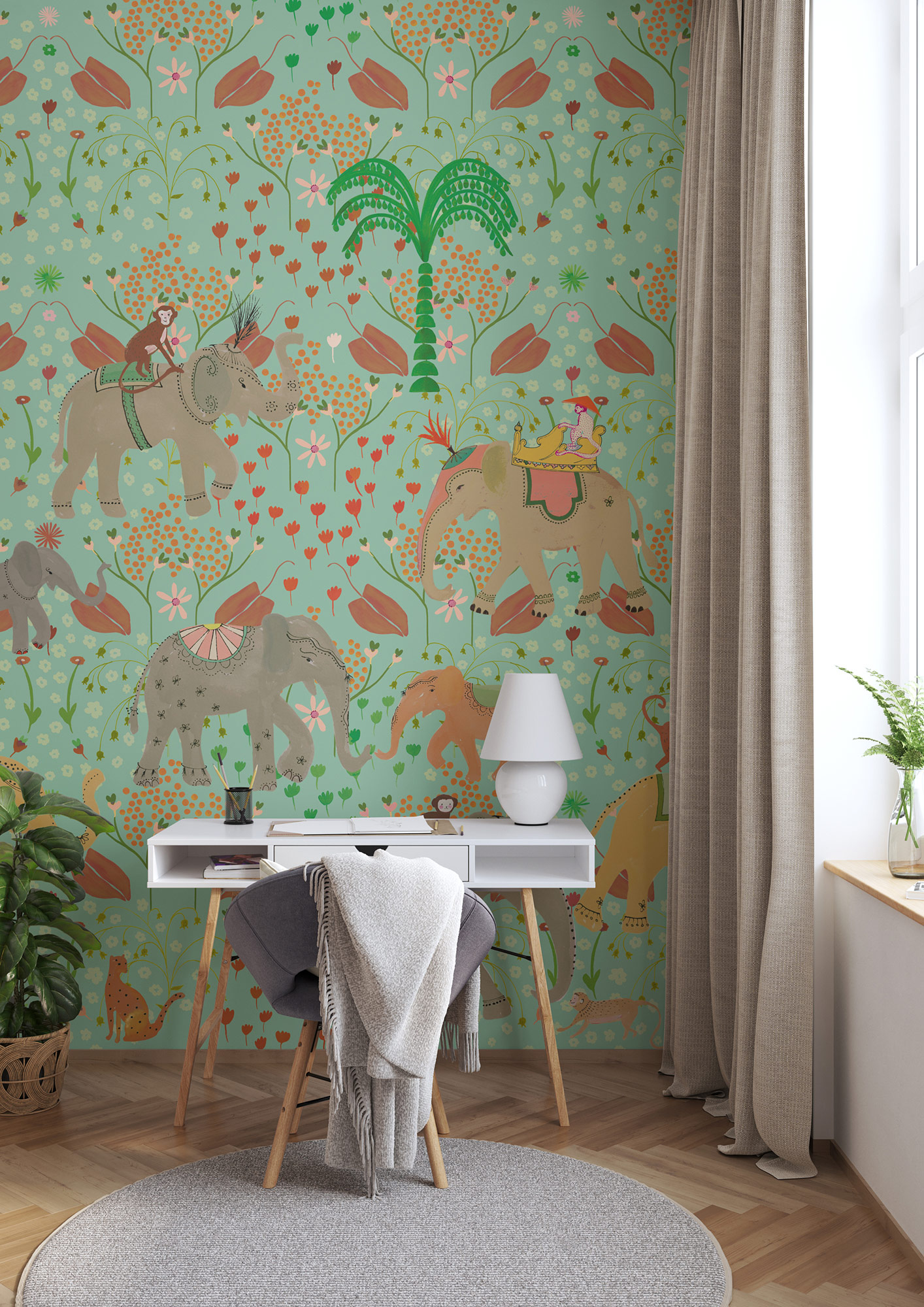 Rasch Fototapete Magic Walls Affe Blumen 557848