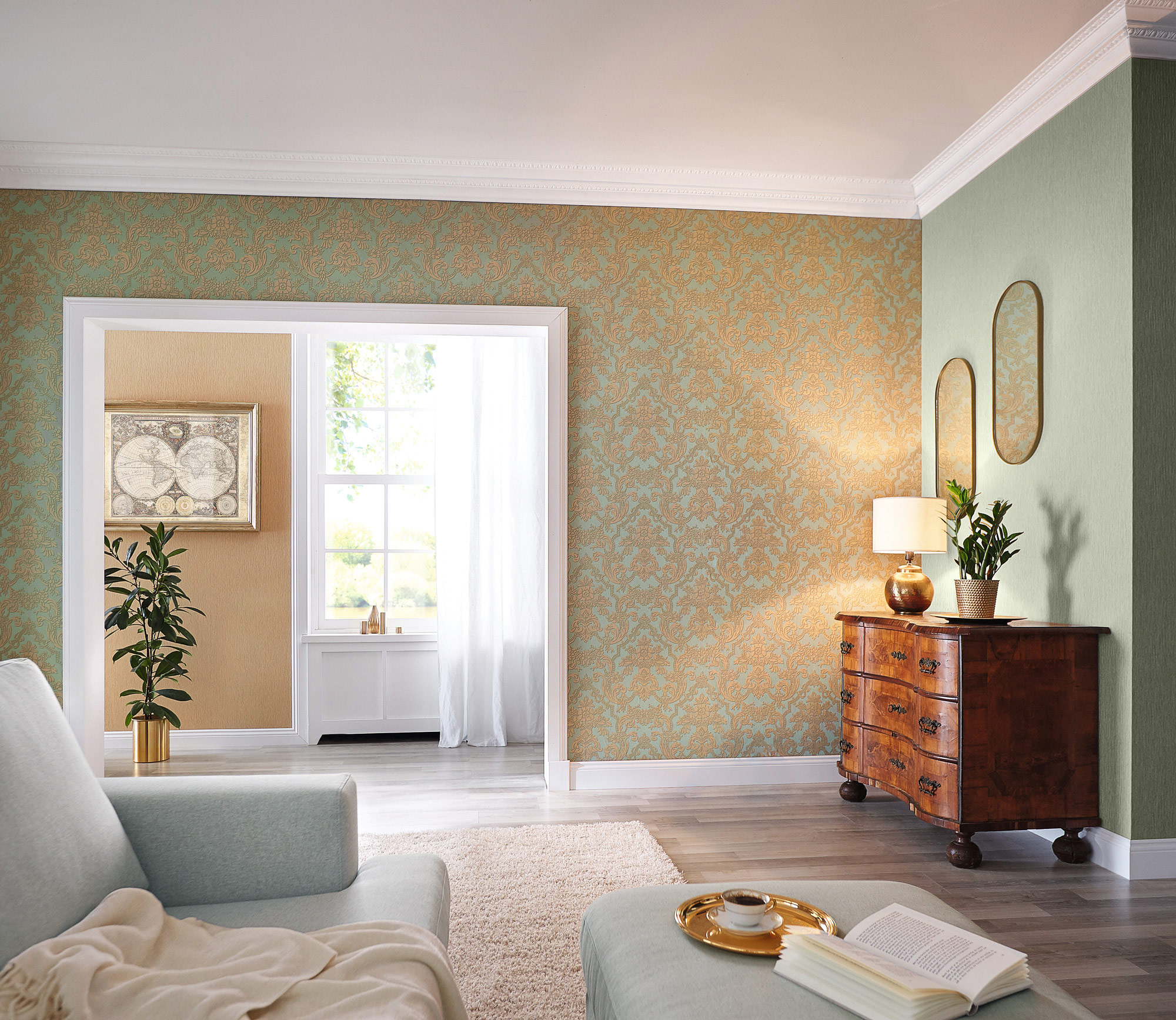 Rasch Vliestapete Trianon 13 Unitapete gold 570076