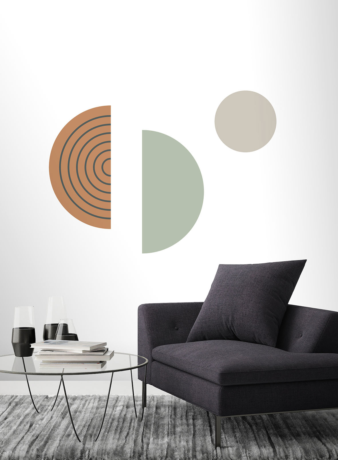 Thomas Fototapete Platin Formen  Deko modular mint