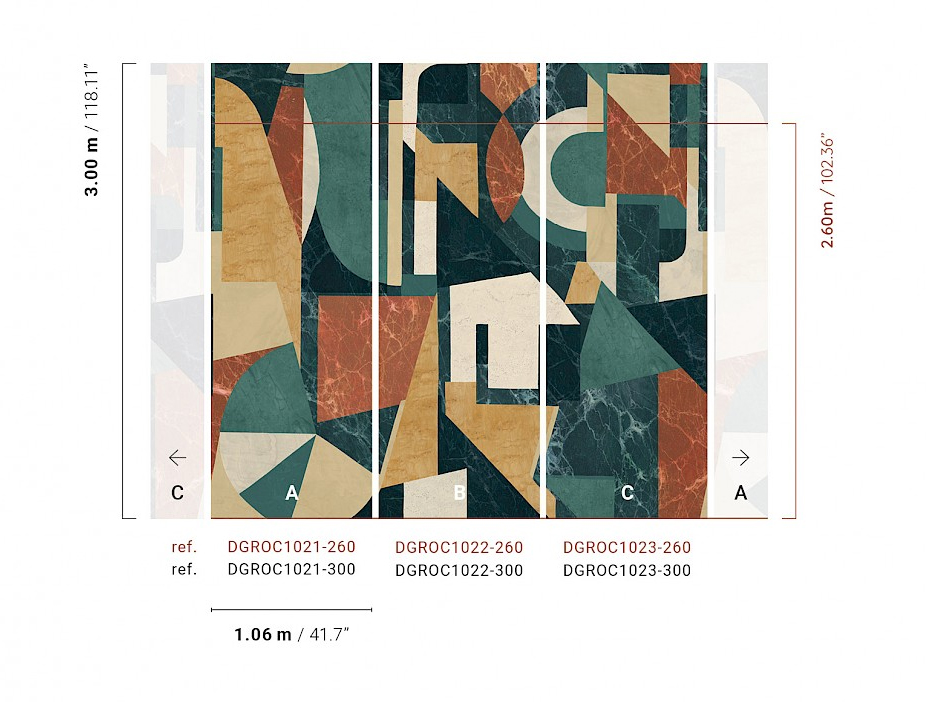 Masureel Fototapete Panel Rock Palazzi Verde DGROC1021260