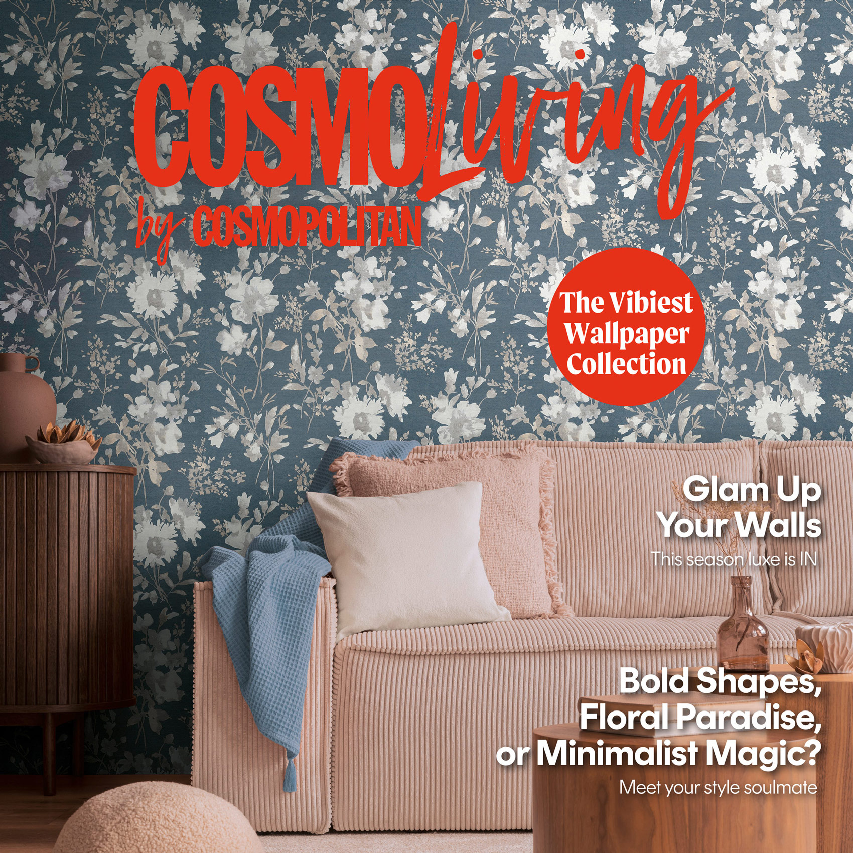 AS Vliestapete CosmoLiving Blumen Blau 790615