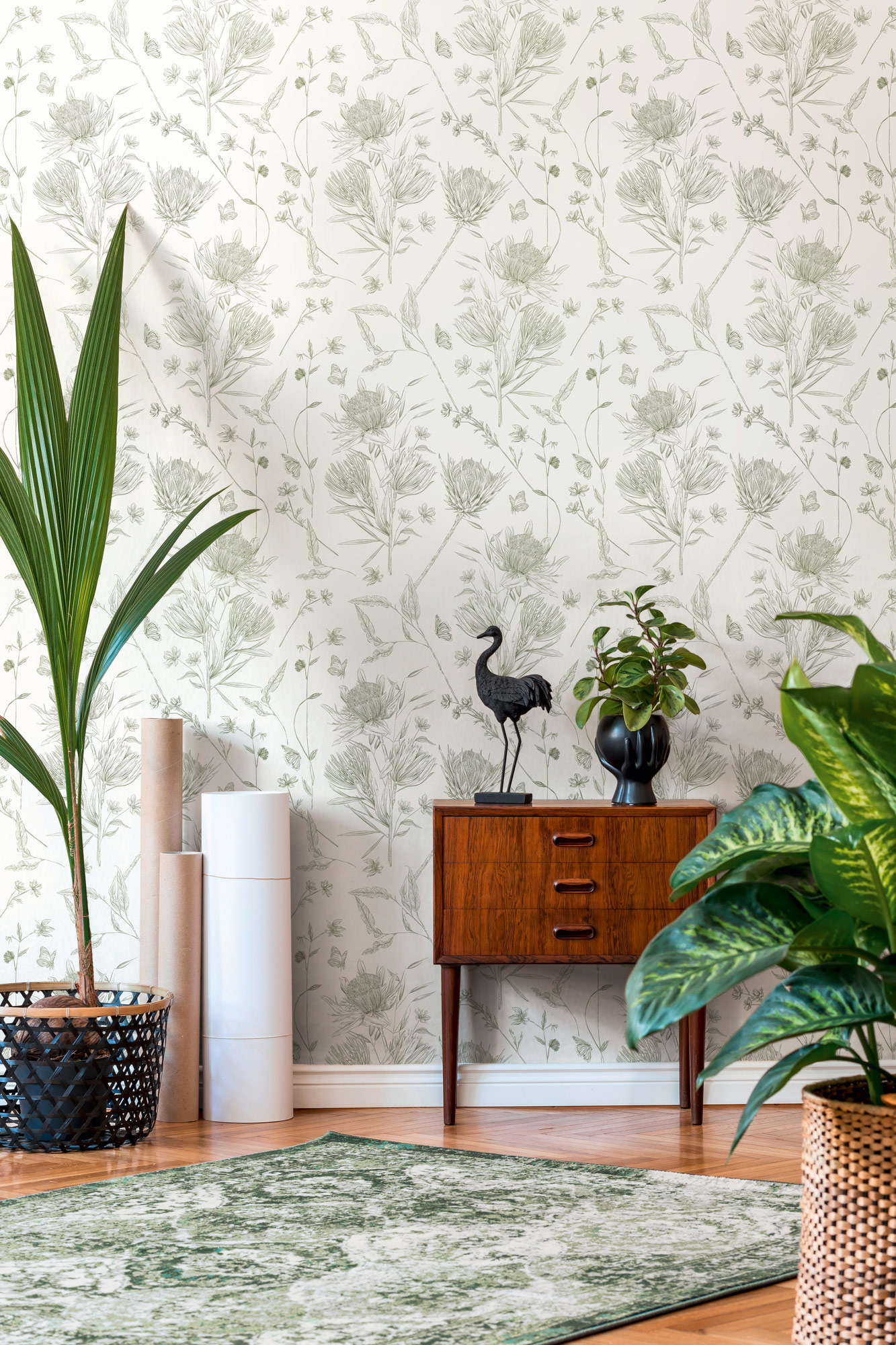 Livingwalls Vliestapete Drawn Into Nature Floral 394273