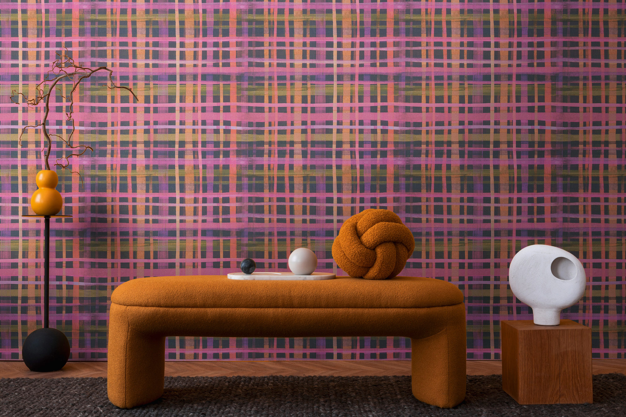 AS Vliestapete Anna d'Andrea Kariert Pink 782242