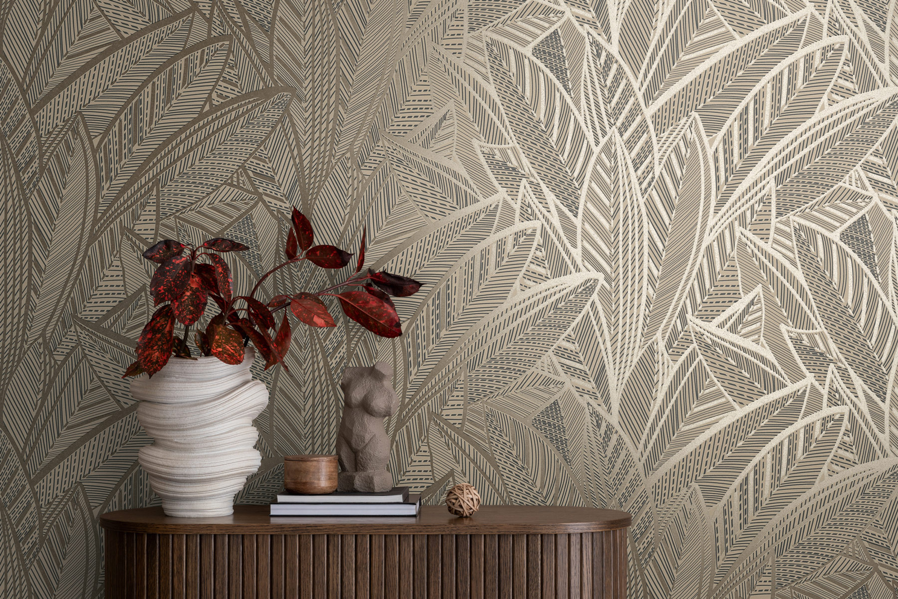 AS Vliestapete French Affair Floral Blätter Metallic 399332