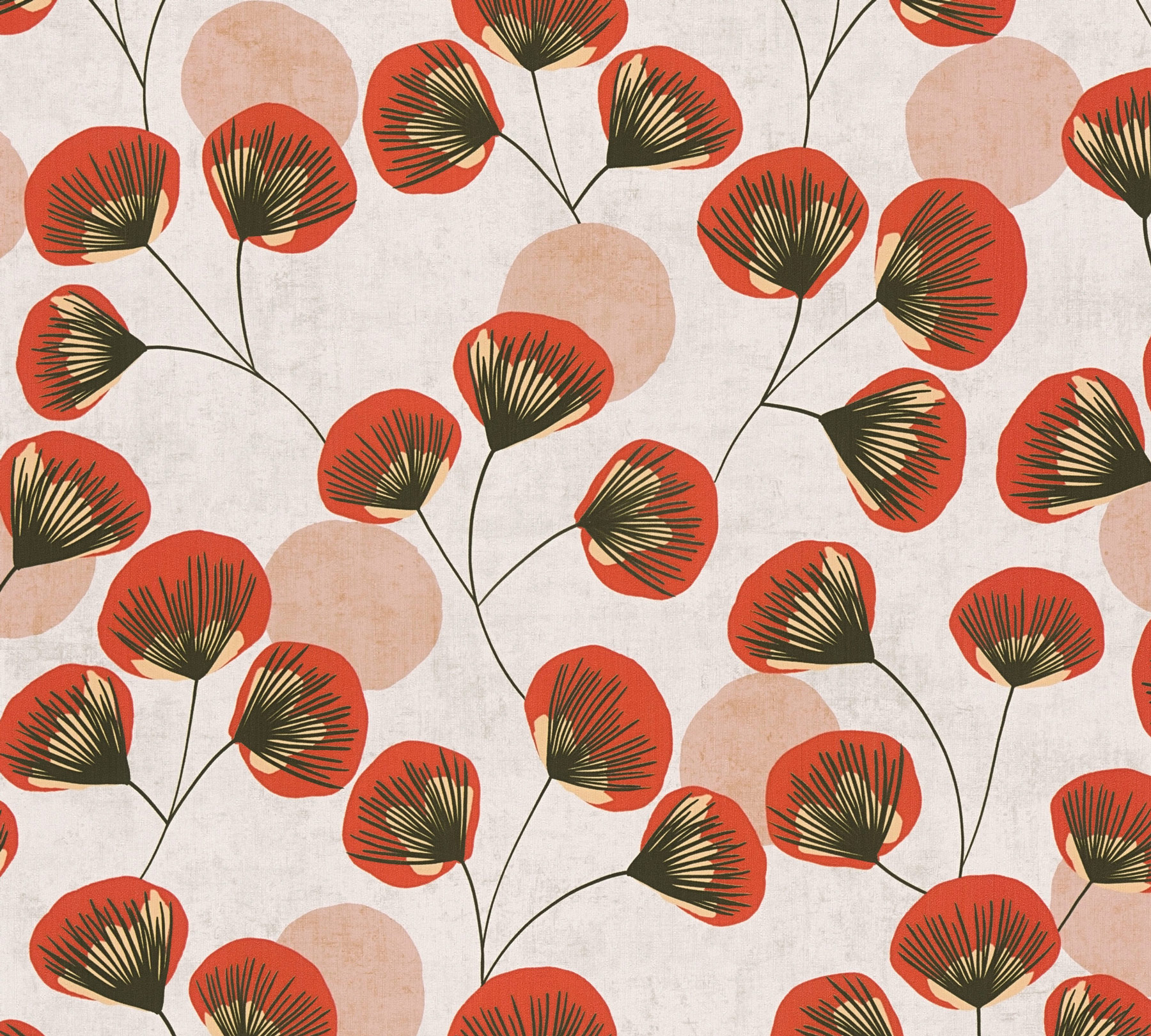 AS Vliestapete Nordic Feeling Floral Rot Grau 791513