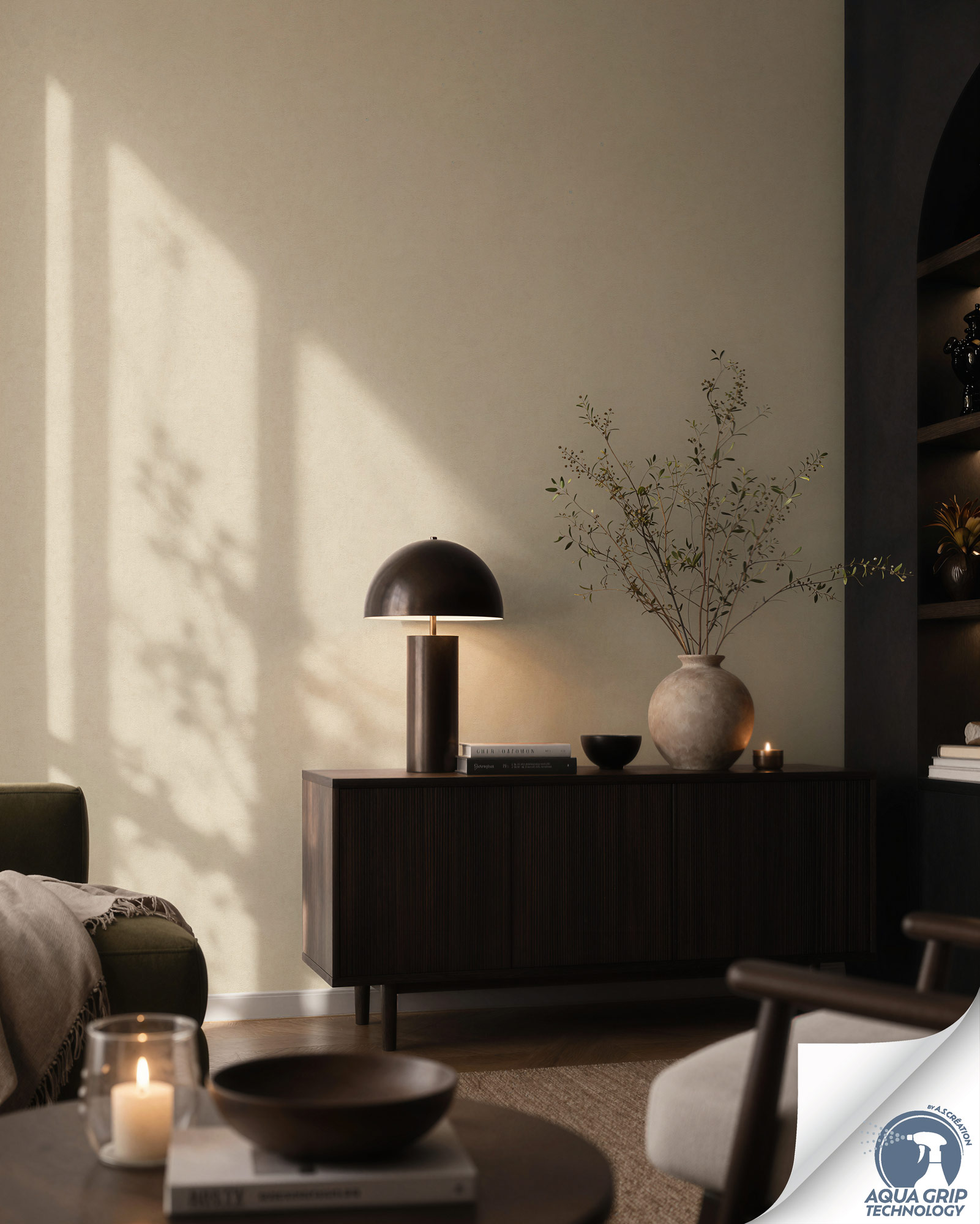 AS Vliestapete Cosiness Designdrop 2 Uni Creme 793152