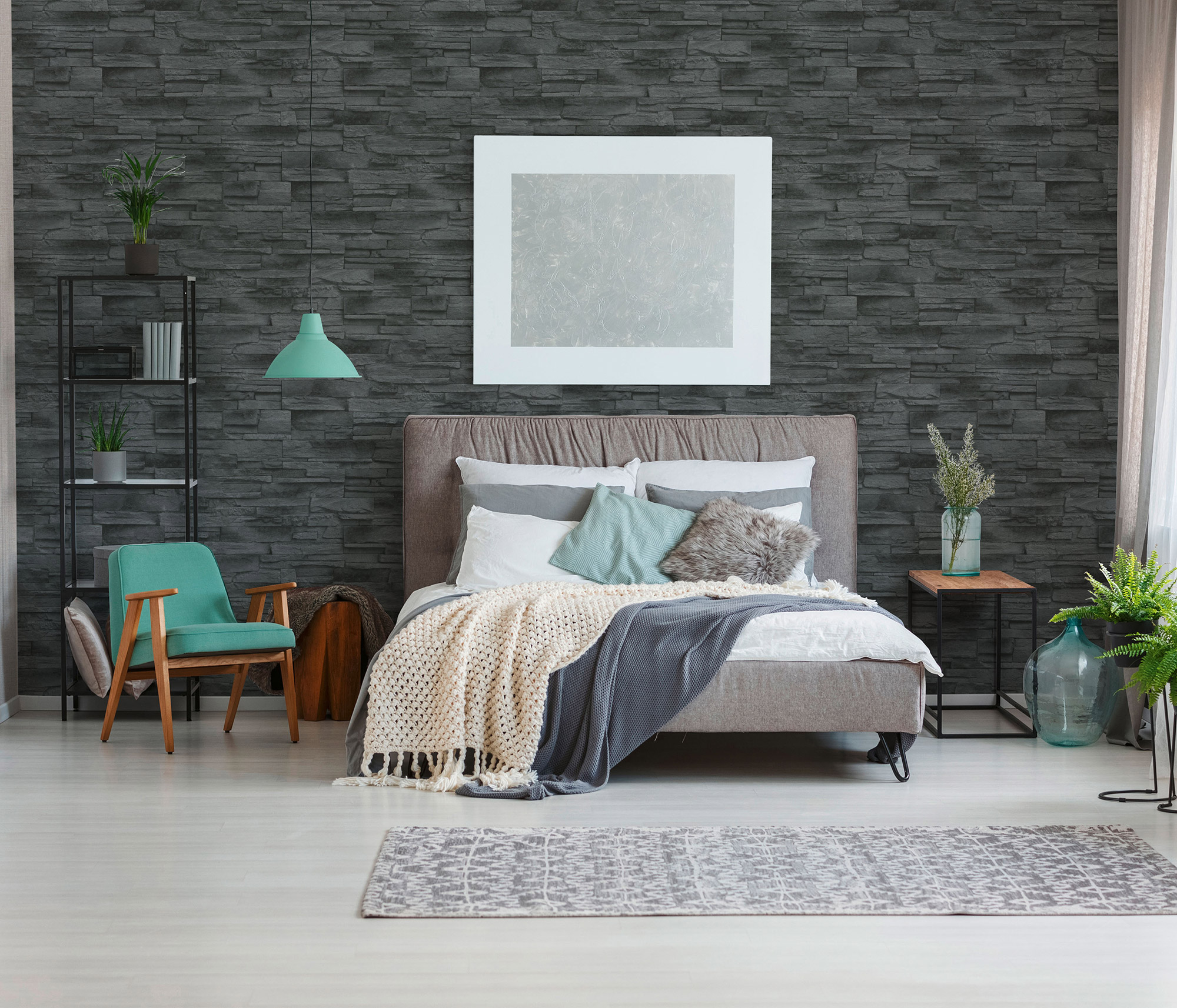 Erismann Vliestapete Steinoptik grau 1039510