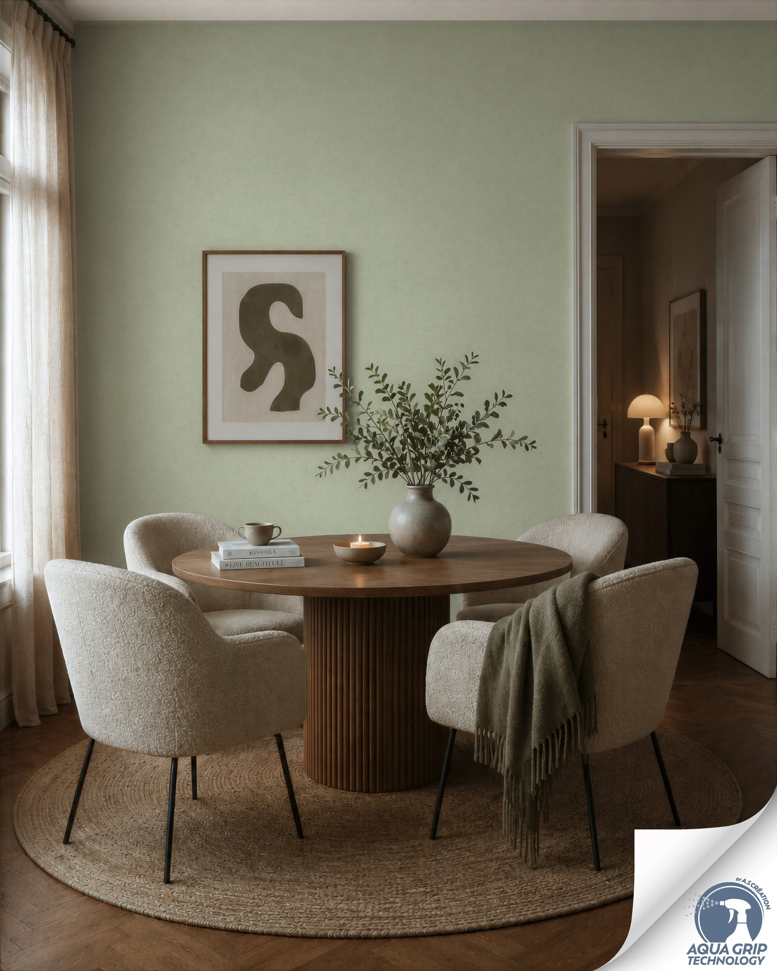 AS Vliestapete Cosiness Designdrop 2 Unitapete Grün 792842