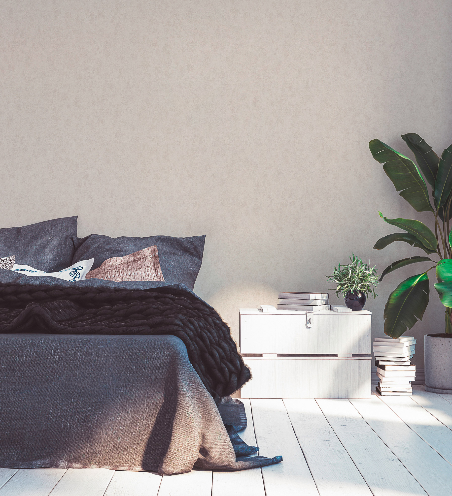 AS Vliestapete #Hygge Unitapete Grau 386154