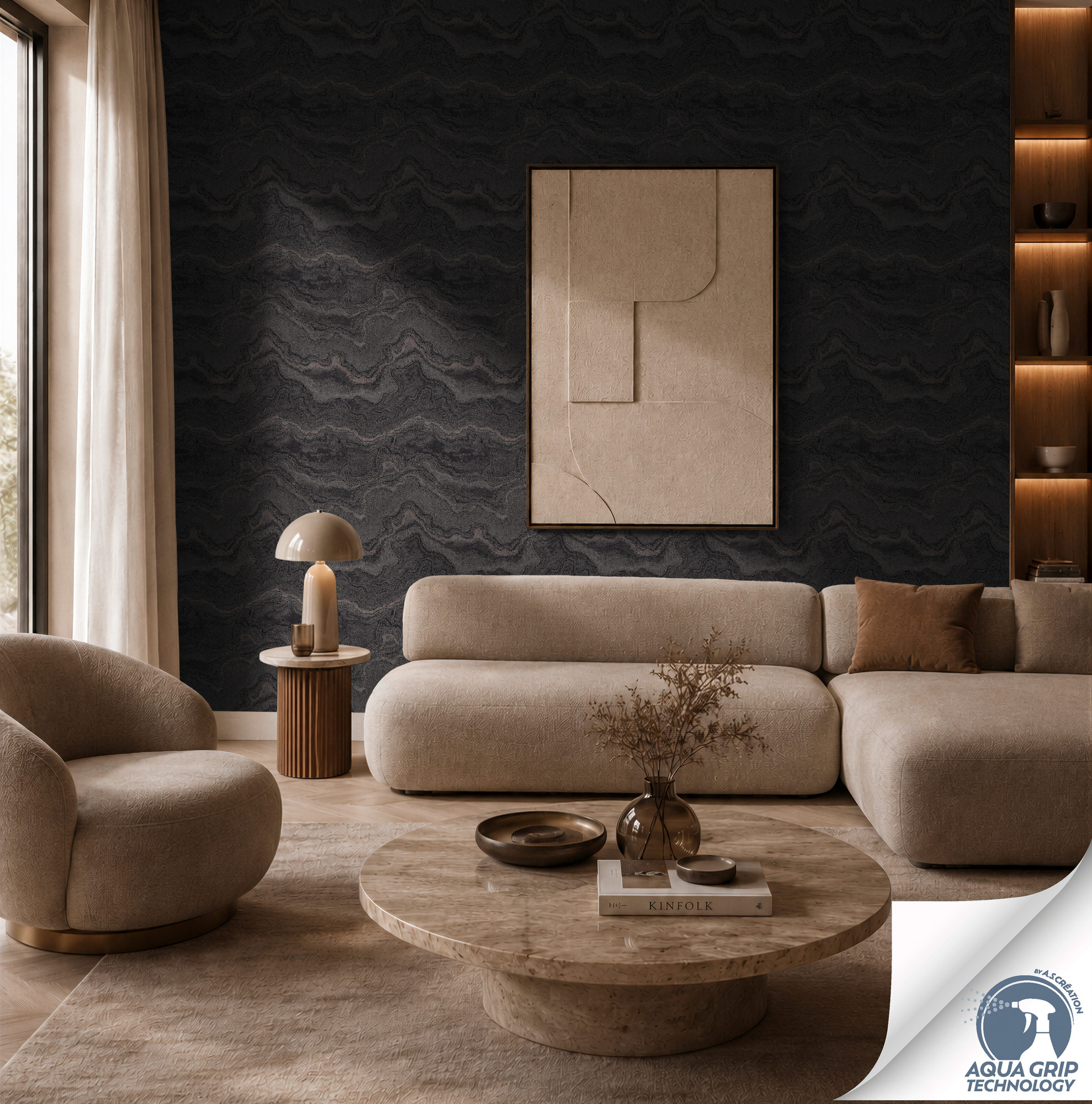 AS Vliestapete Cosiness Designdrop 2 Marmor Schwarz 793163