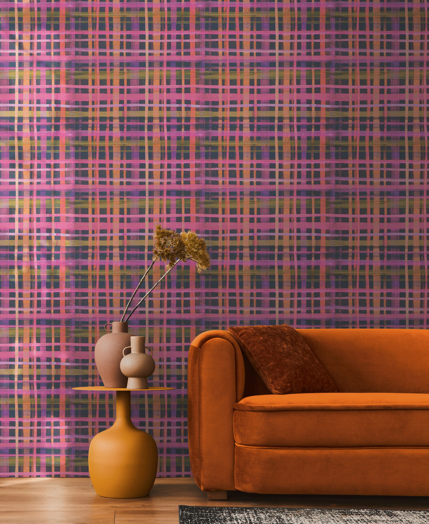 AS Vliestapete Anna d'Andrea Kariert Pink 782242