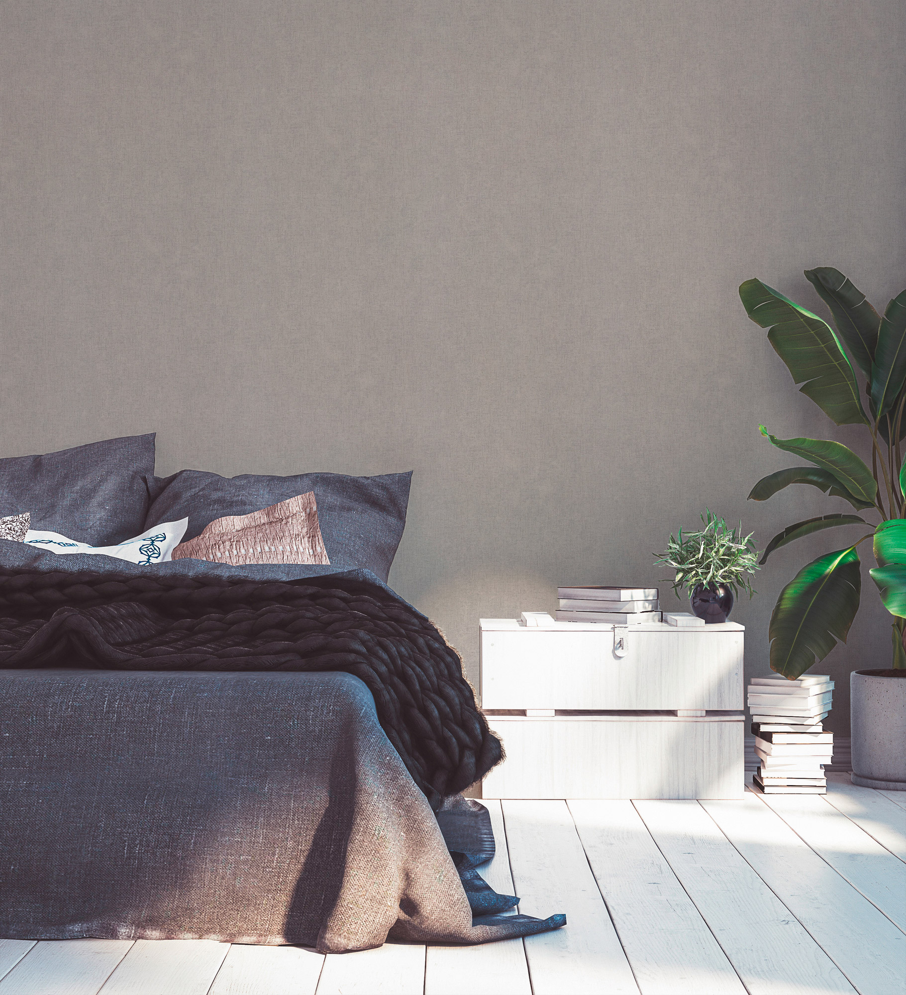 AS Vliestapete #Hygge Unitapete Grau 386151