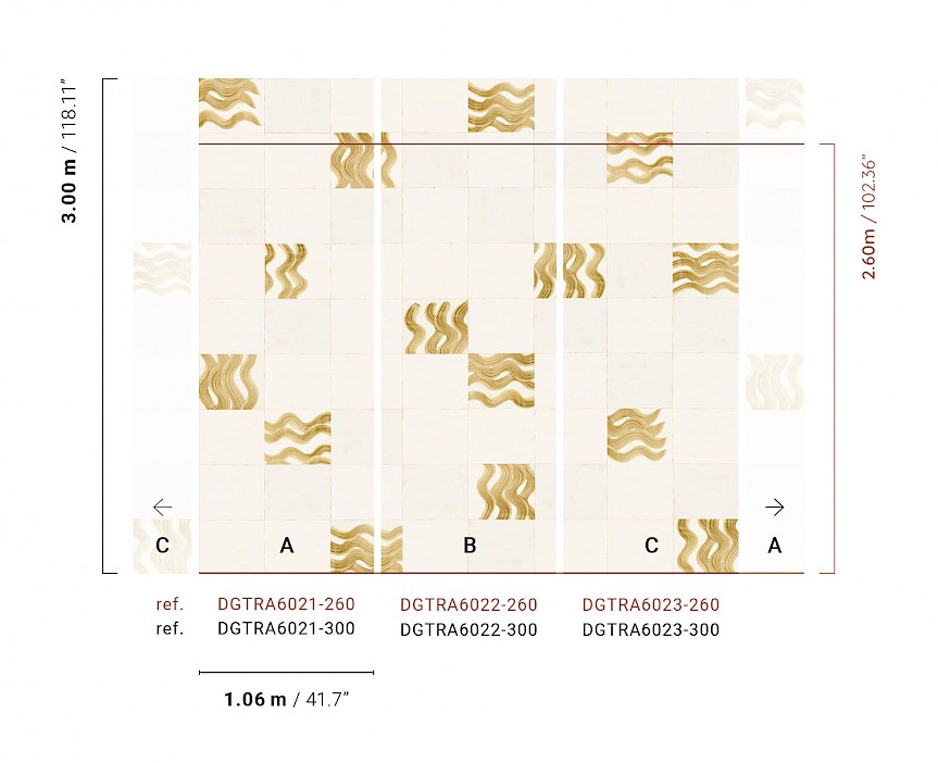 Masureel Fototapete Panel Traces Yugen Gold DGTRA6021260