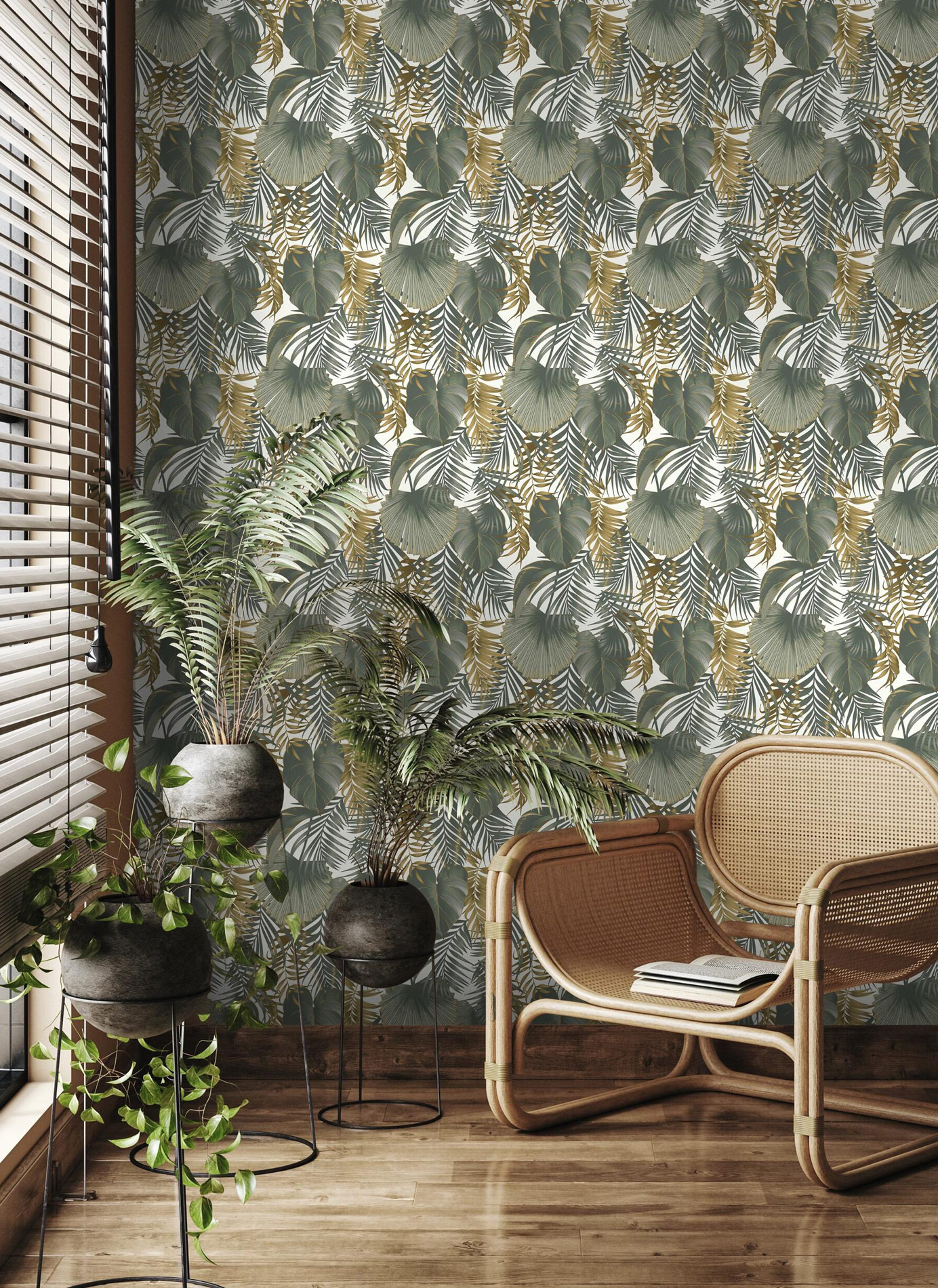 Rasch Vliestapete Beltesto Grün-Dunkelgrün Botanical 462098