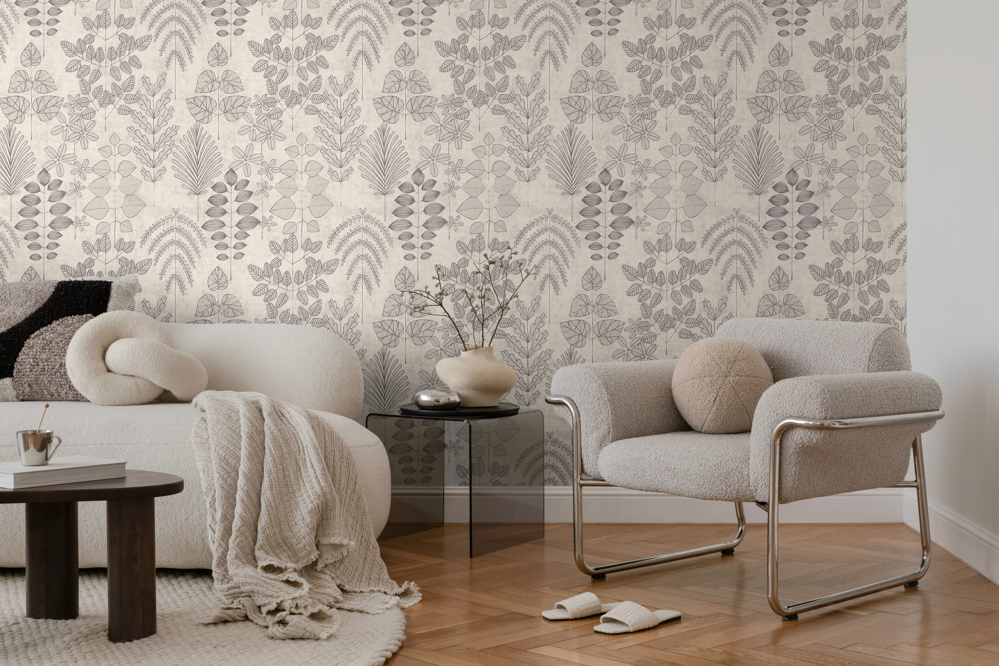 AS Vliestapete Nordic Feeling Blätter Zweige Grau 791495