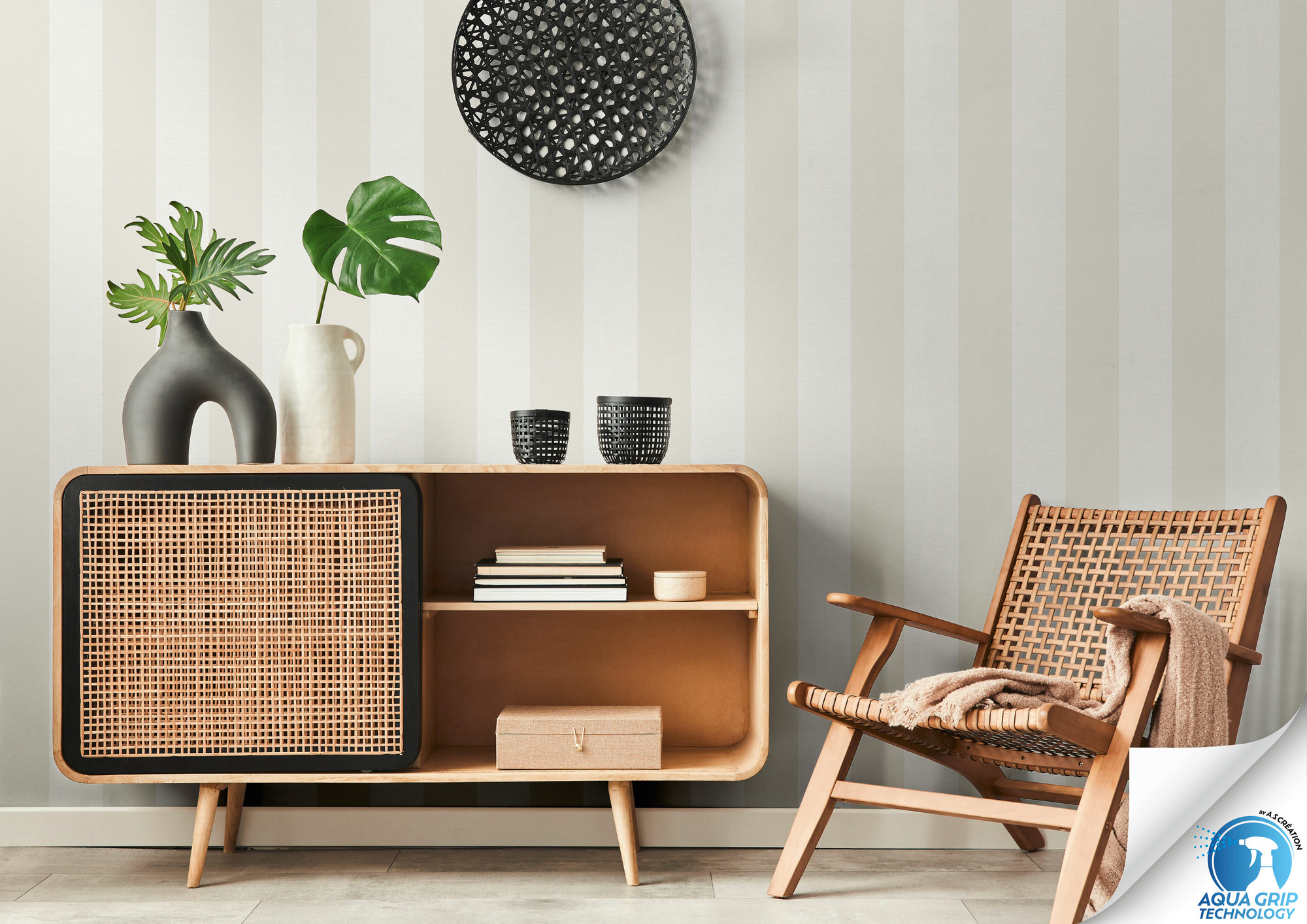 AS Vliestapete WOW Designdrop Streifentapete Beige 787217