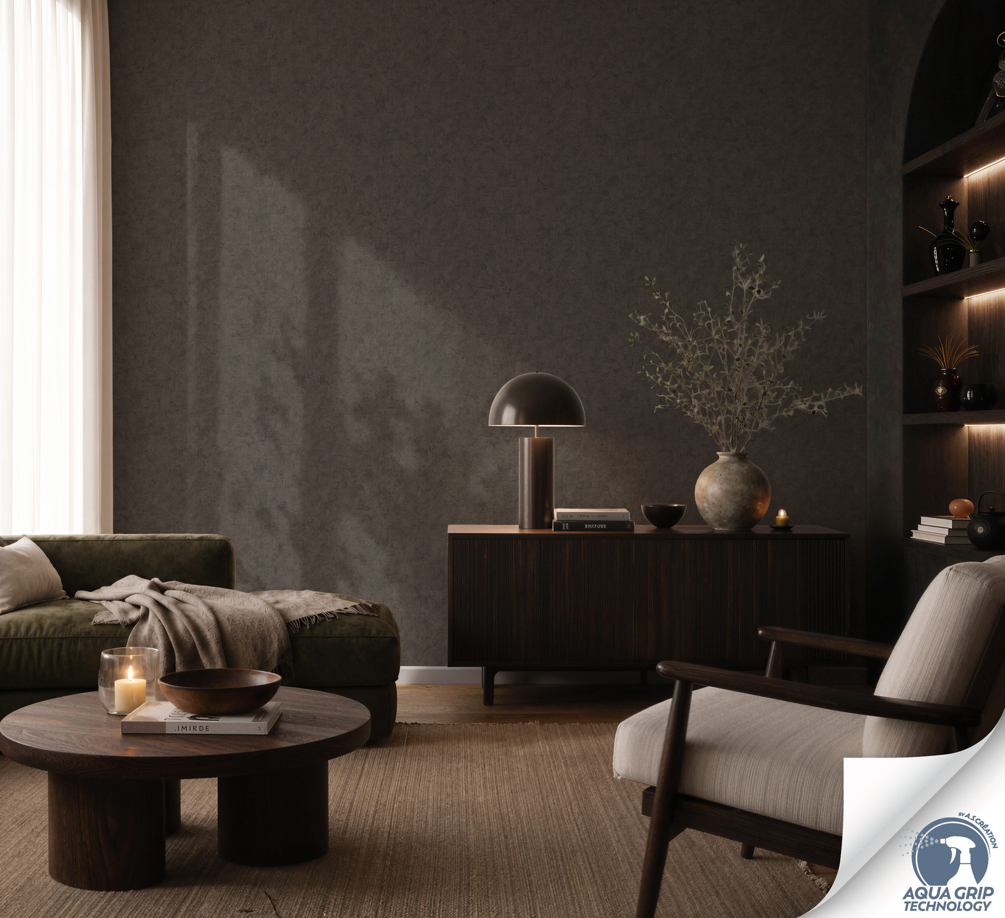 AS Vliestapete Cosiness Designdrop 2 Uni Schwarz 793158