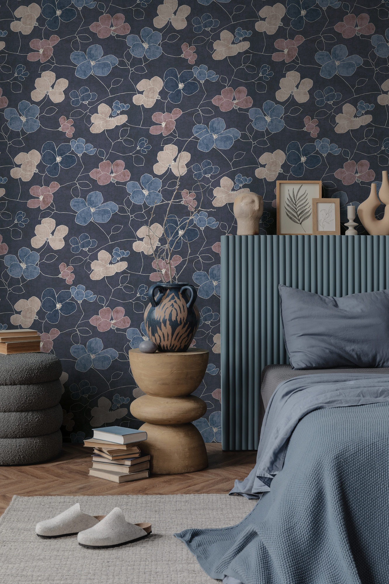 AS Vliestapete Nordic Feeling Blumen Blau 791474